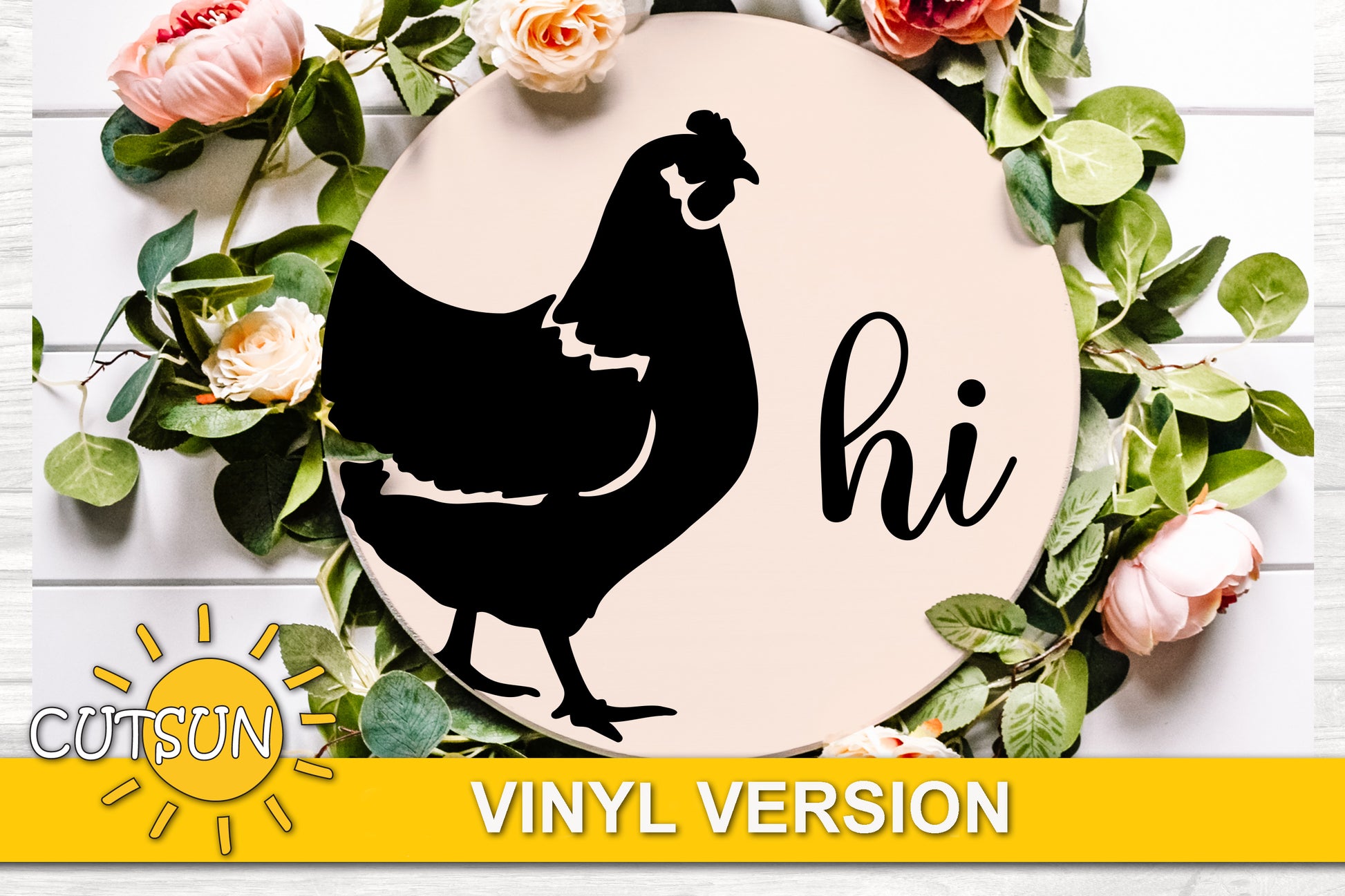 Chicken hi door hanger svg