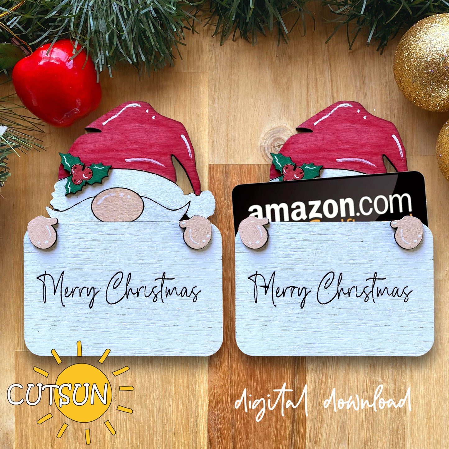 Santa gnome card holder SVG Laser cut file | Glowforge SVG