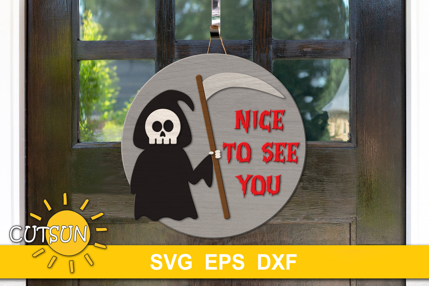 Grim reaper Halloween door hanger SVG