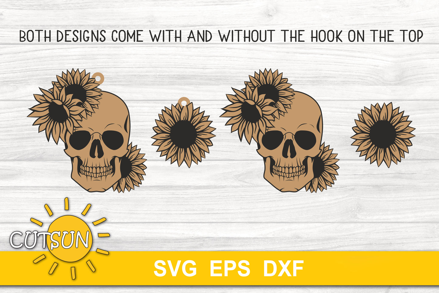 Skull with sunflower charm SVG Skull with sunflower magnet SVG