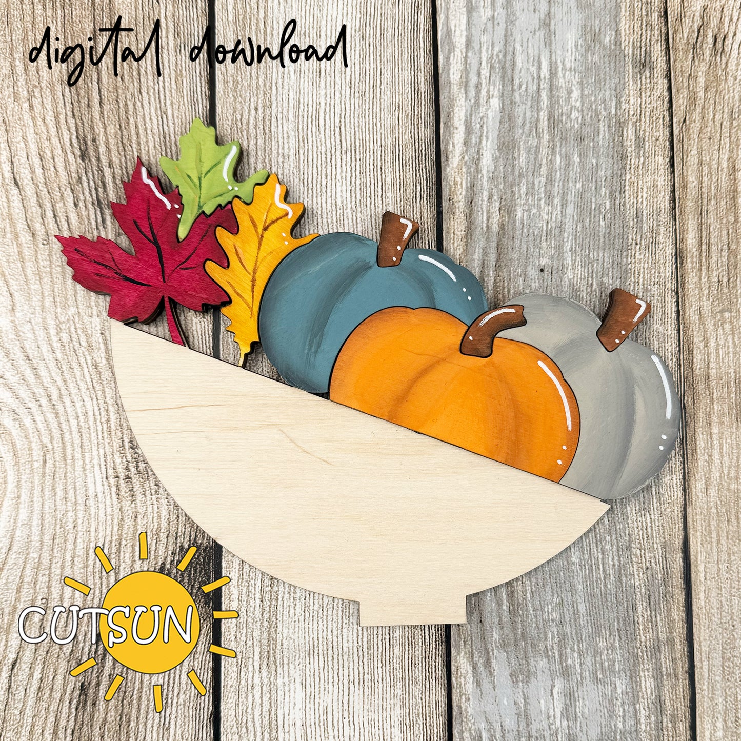 Pumpkins and fall leaves SVG Add-on for Interchangeable Upside down umbrella | Fall shelf decor | Laser cut file