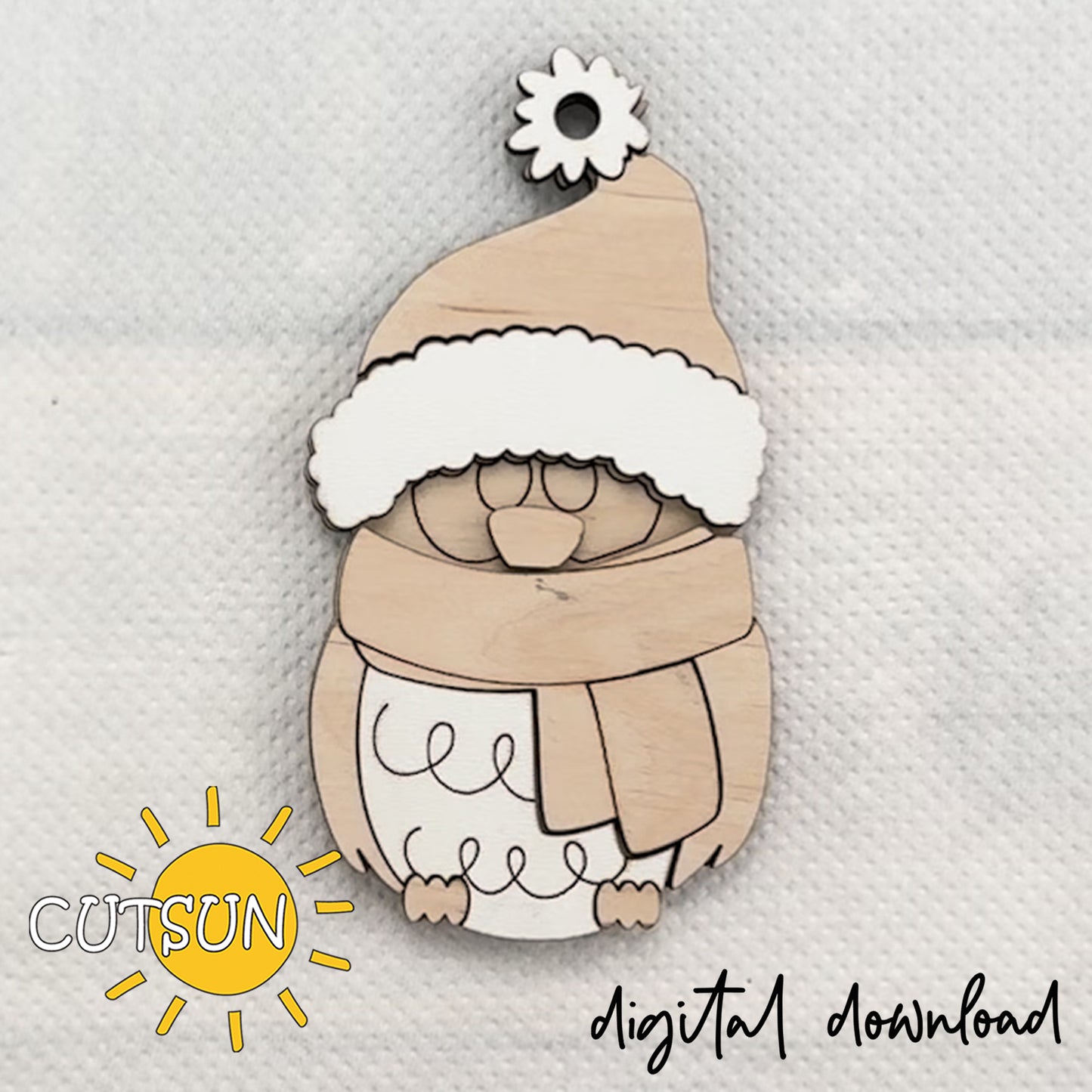 Santa Penguin Ornament SVG – Layered Laser Cut Christmas File for Winter Decor