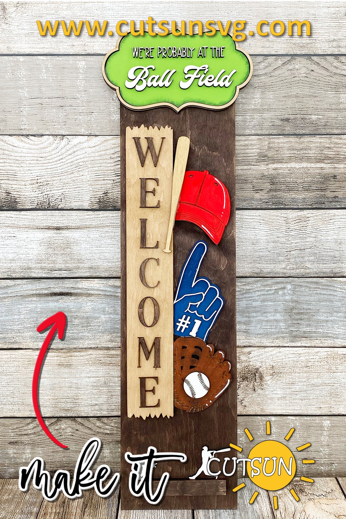 Baseball Vertical porch sign SVG Laser cut file