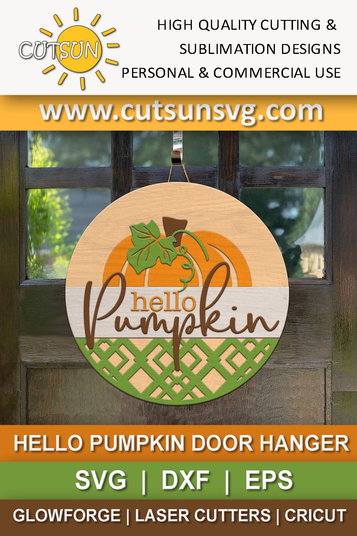 Fall door hanger SVG | Hello pumpkin door hanger svg | Farmhouse door sign svg