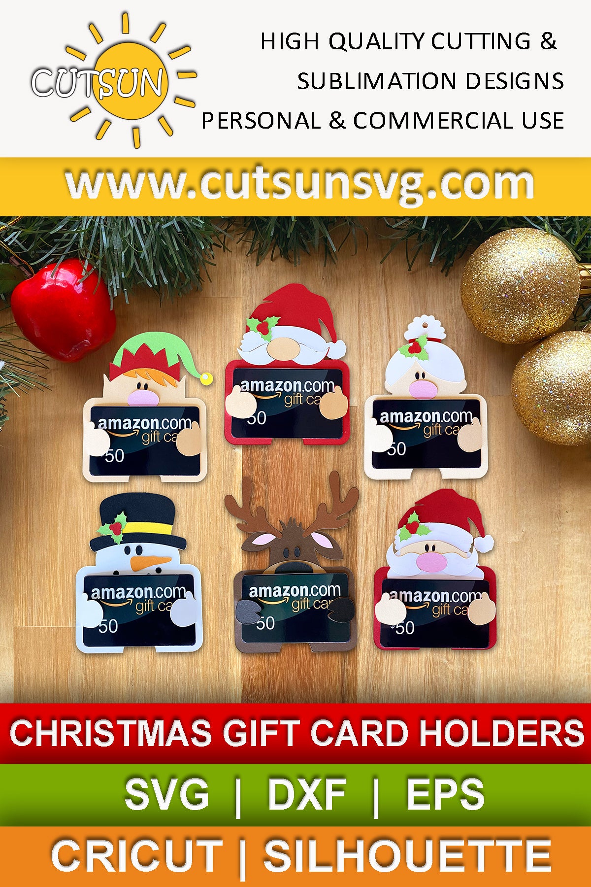 Christmas gift card holders Cricut SVG
