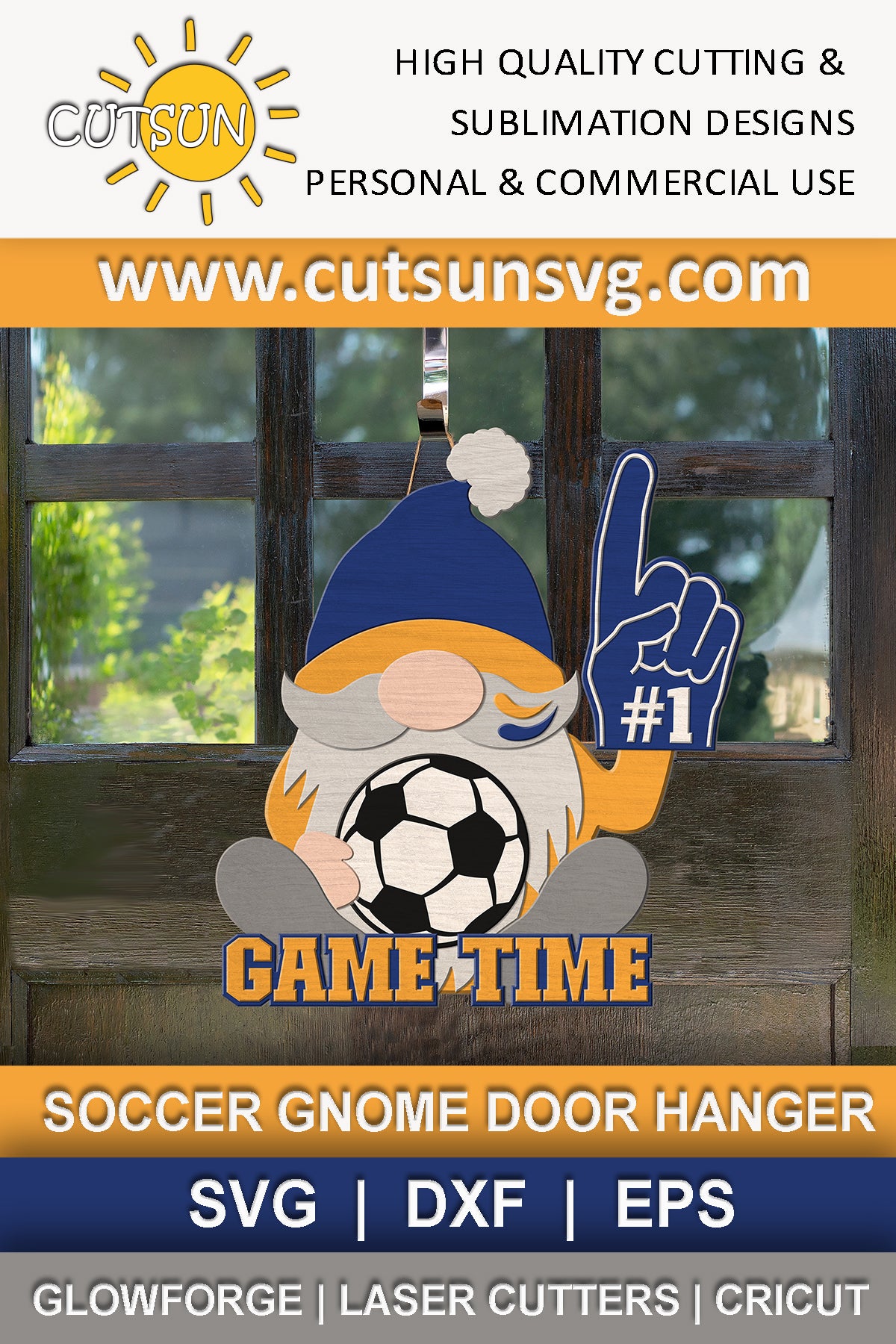Soccer gnome door hanger svg