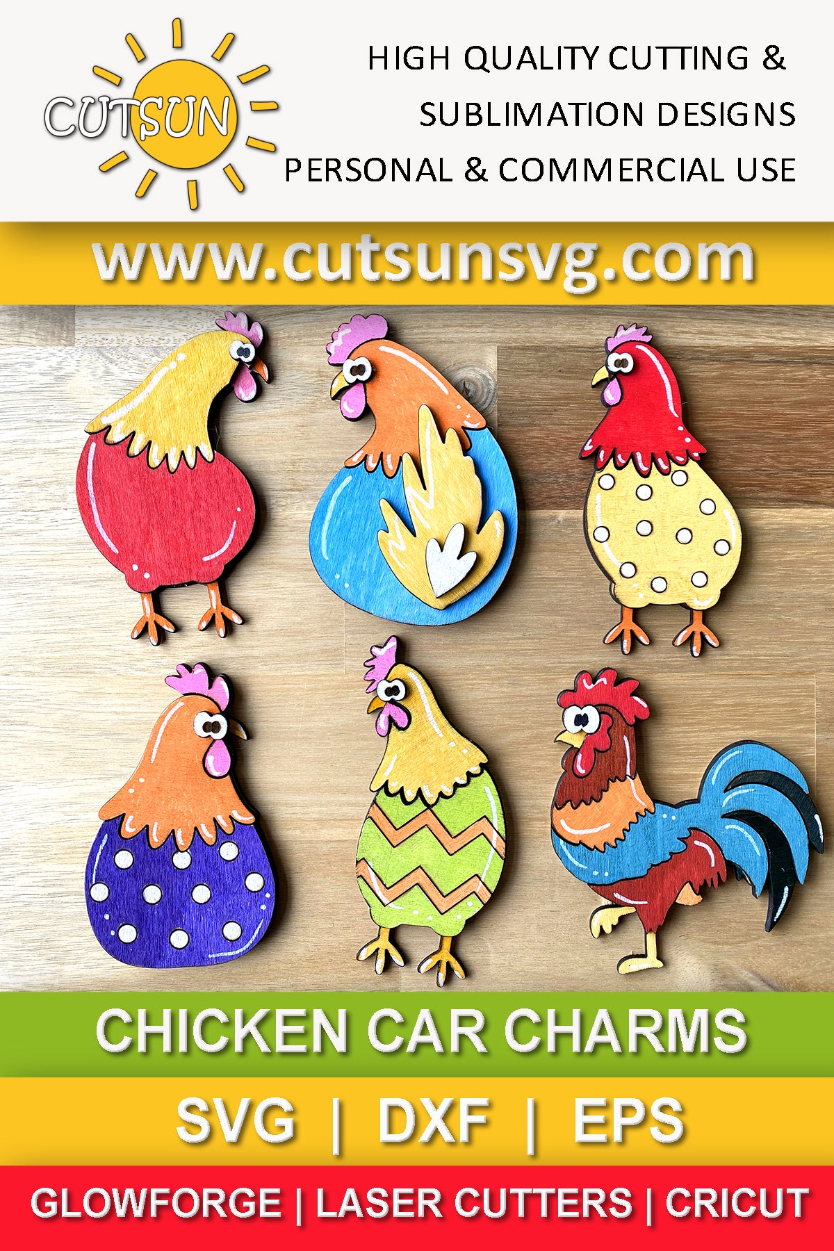 Chicken ornaments SVG bundle