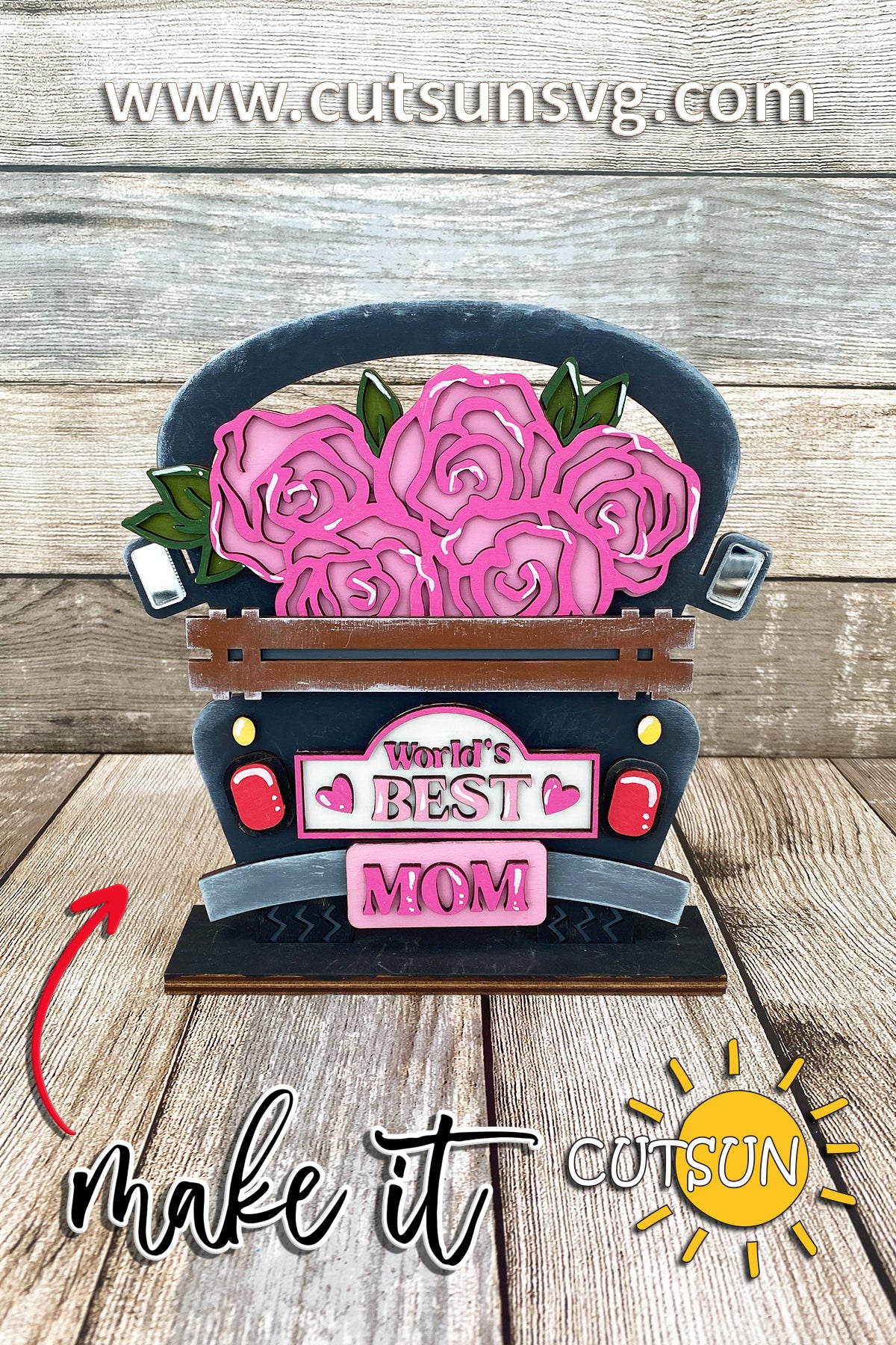 Mothers Day Add-on for the Interchangeable Truck / wheelbarrow SVG Laser cut file