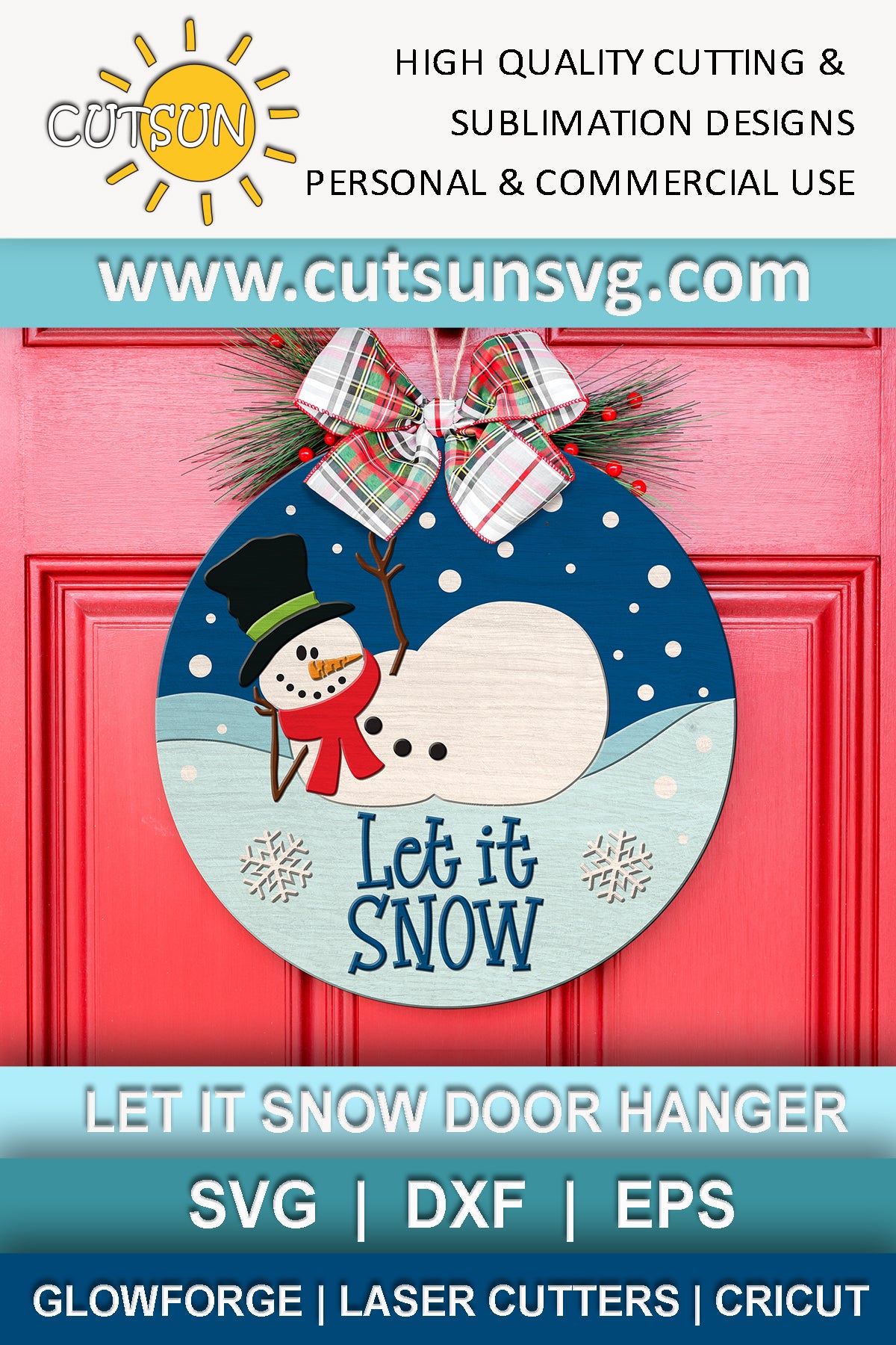 Chilling Snowman door hanger SVG laser cut file