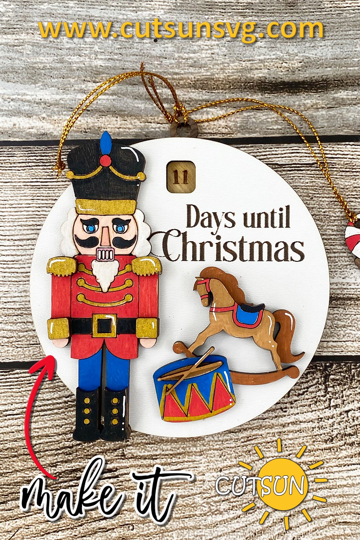 Nutcracker Countdown to Christmas Ornament SVG