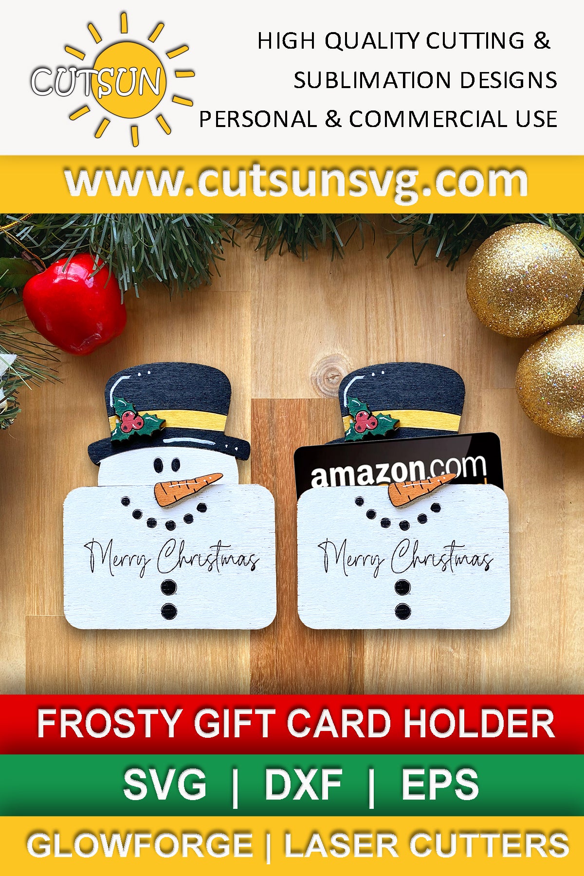 Snowman gift card holder SVG | Frosty gift card holder svg | Christmas gift card holder SVG | Laser cut file Glowforge SVG