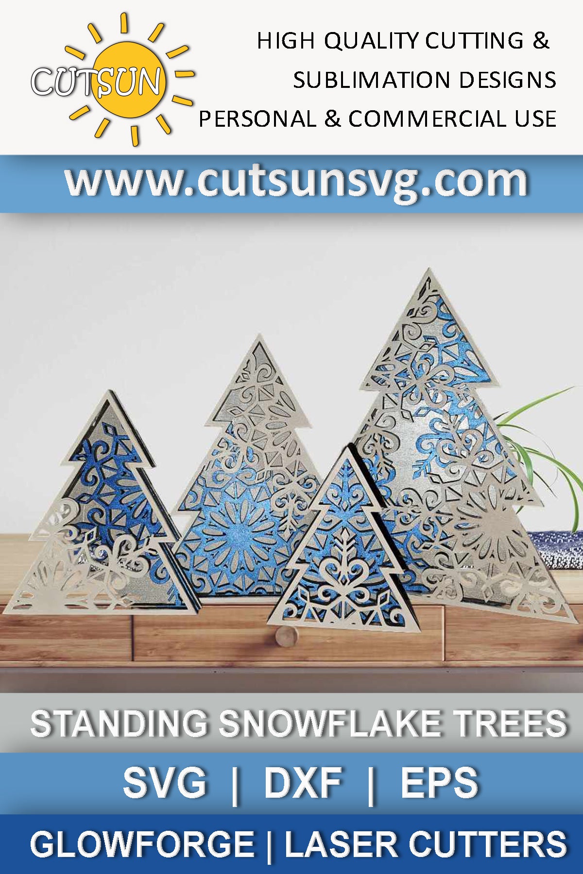 Snowflake Christmas trees svg