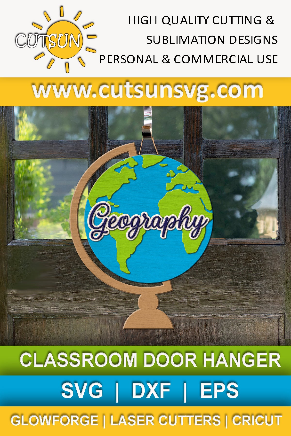Earth globe door hanger svg