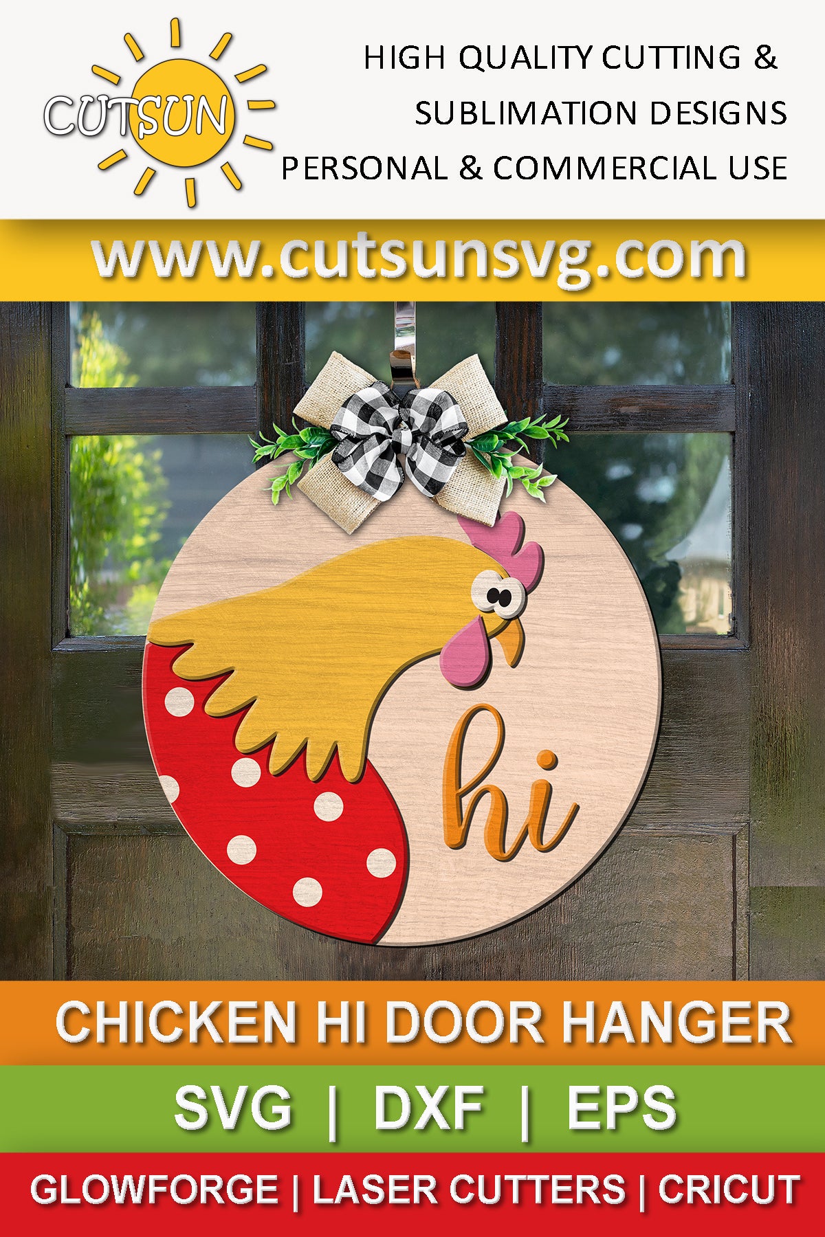 Chicken hi door hanger SVG