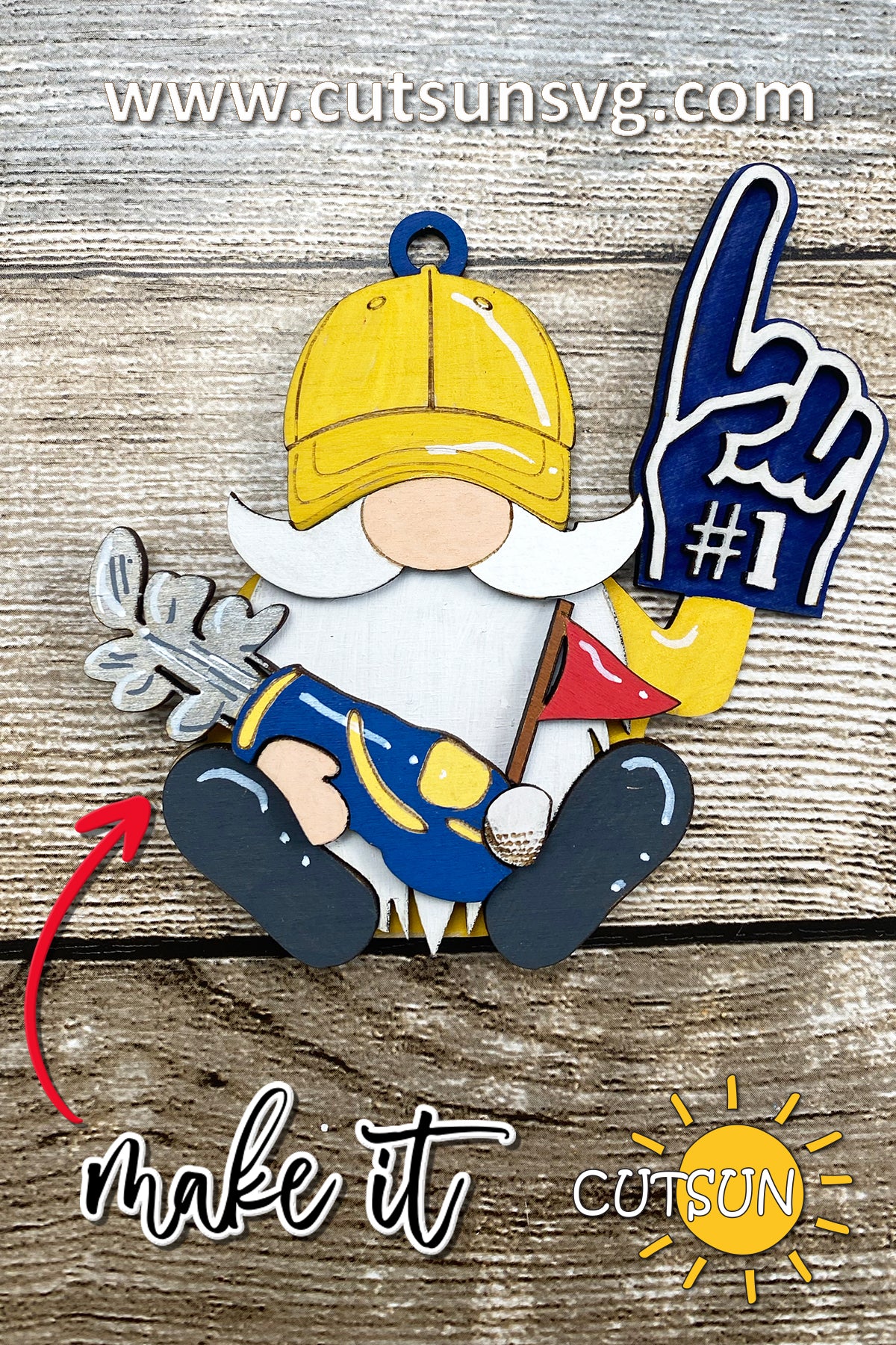 Golf Gnome SVG | Golf Ornament or Car Charm | Laser Cut File for Sports or Christmas Decor