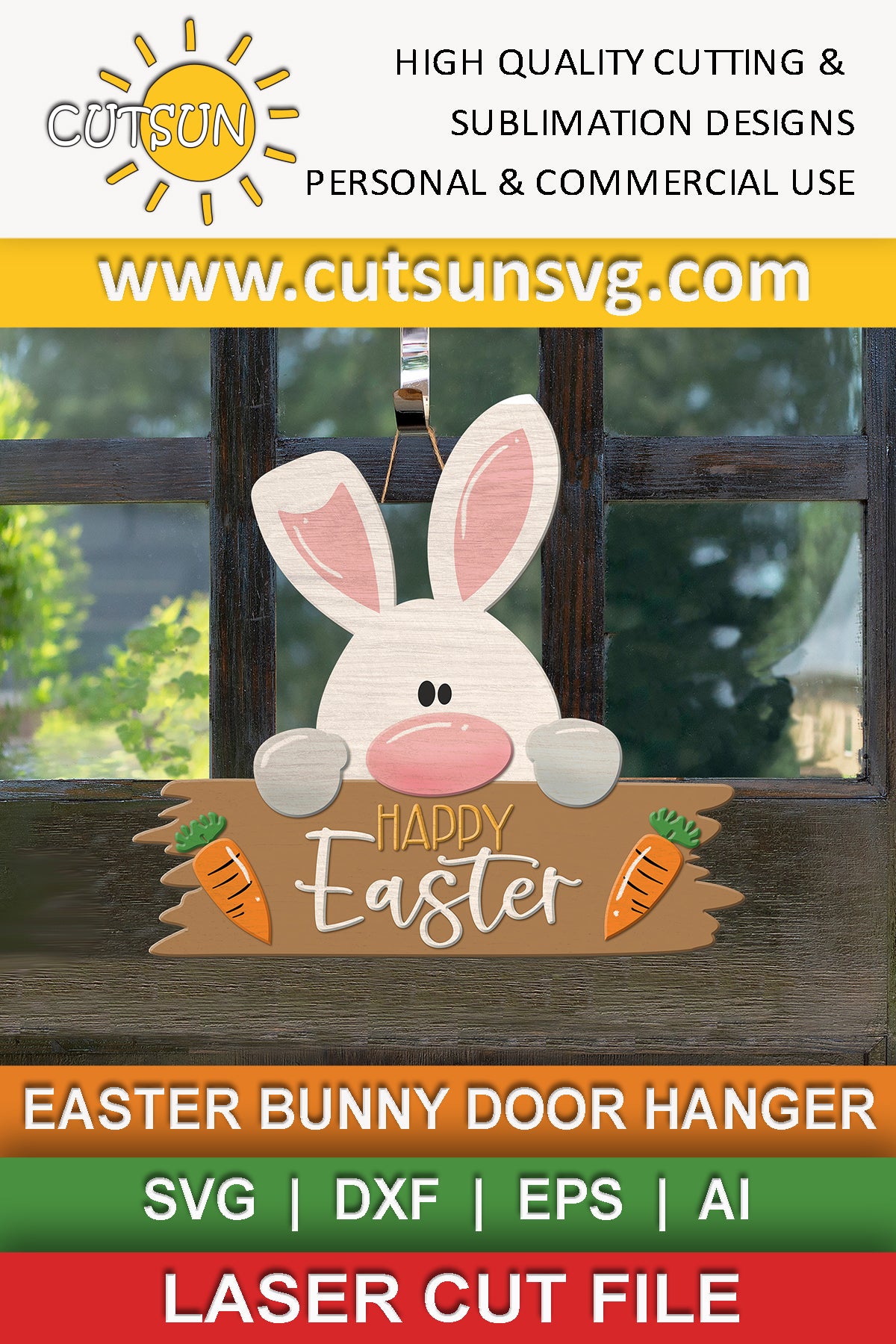 Easter Bunny door hanger Happy Easter svg