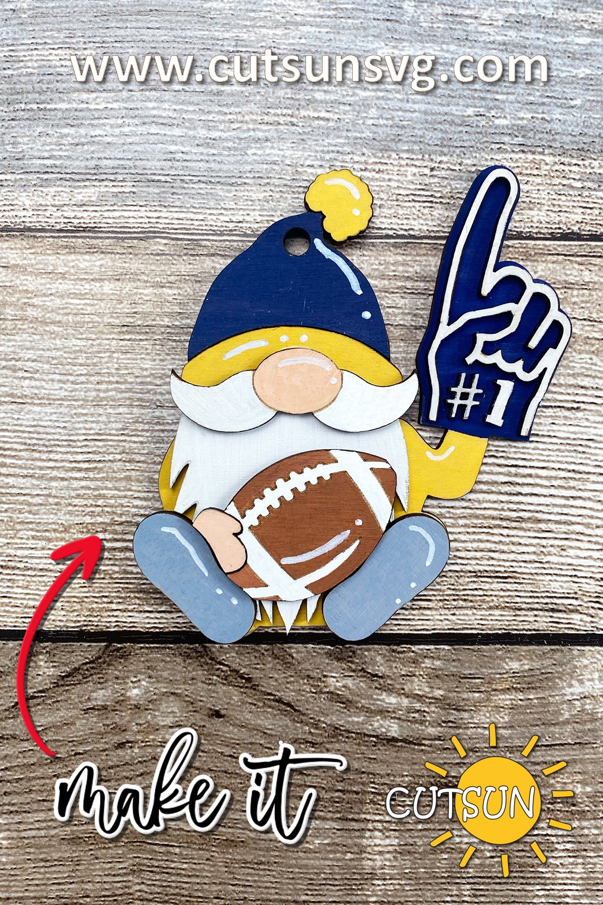 Football gnome Ornament SVG Laser cut file Football SVG Gnome svg Car charm svg