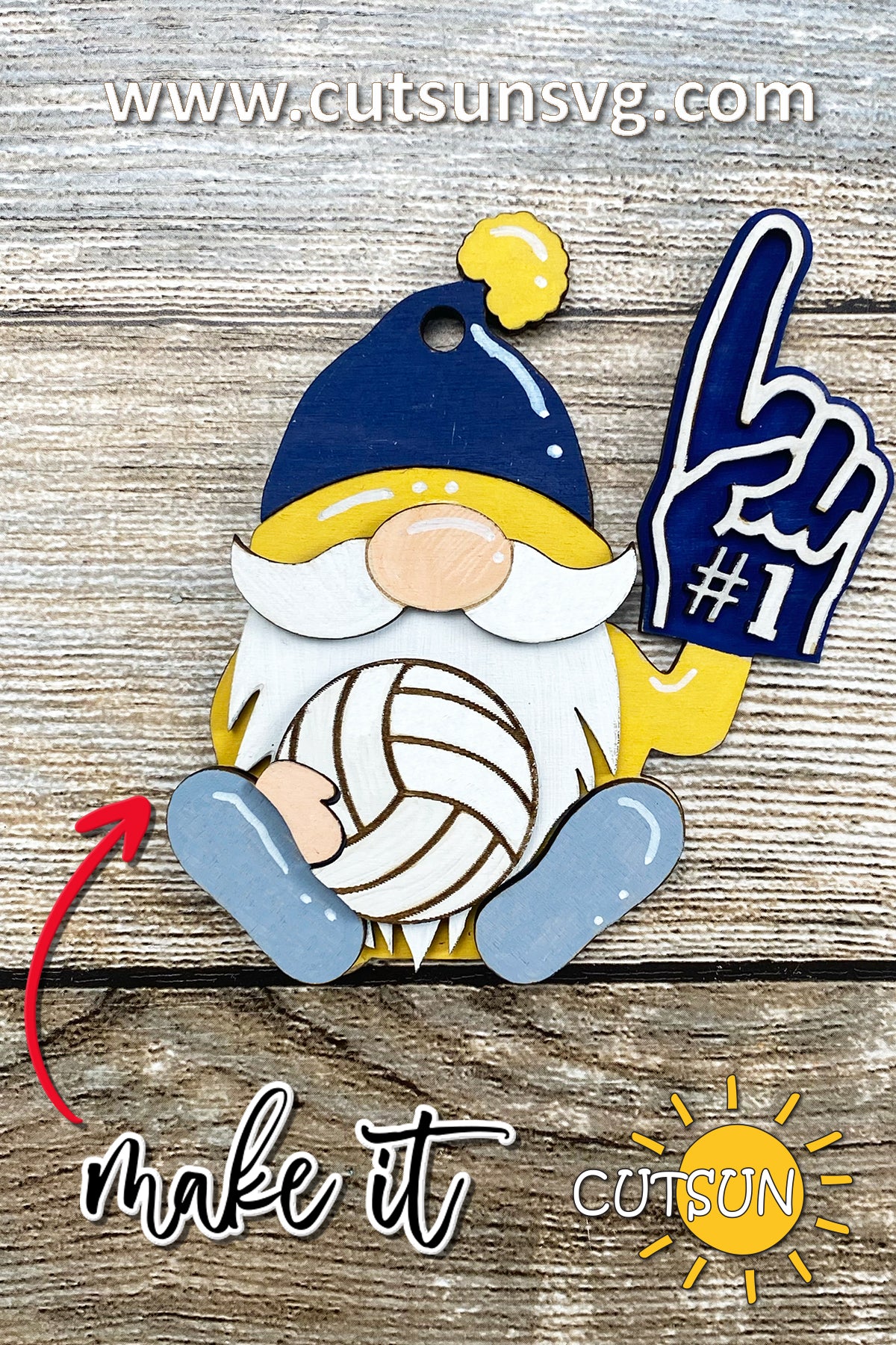 Volleyball gnome Ornament SVG Laser cut file Volleyball SVG Gnome svg Car charm svg