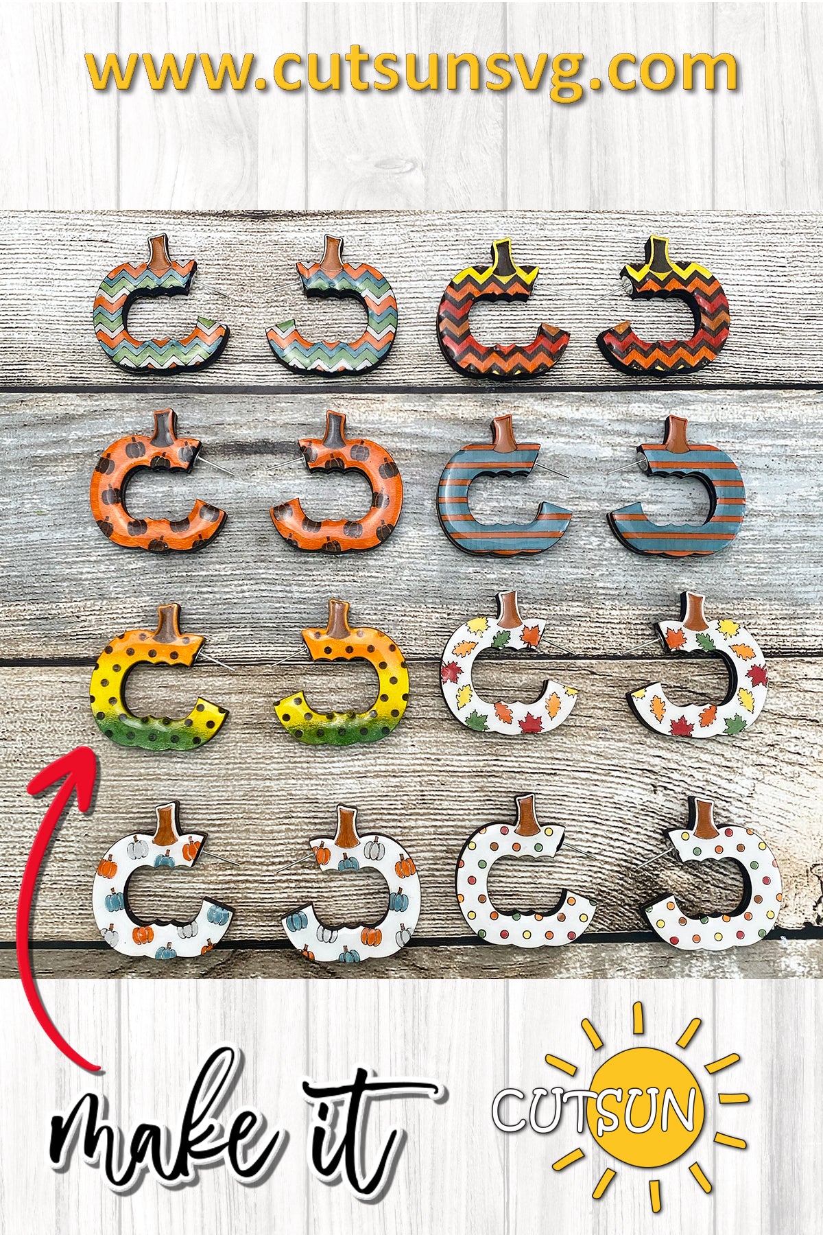 Pumpkin hoop earrings SVG Laser cut earrings digital download