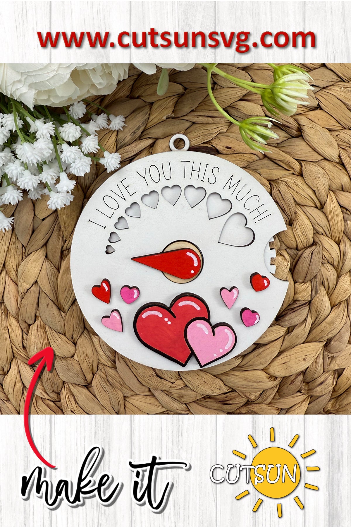 Valentine's day rotating ornament SVG Laser cut file