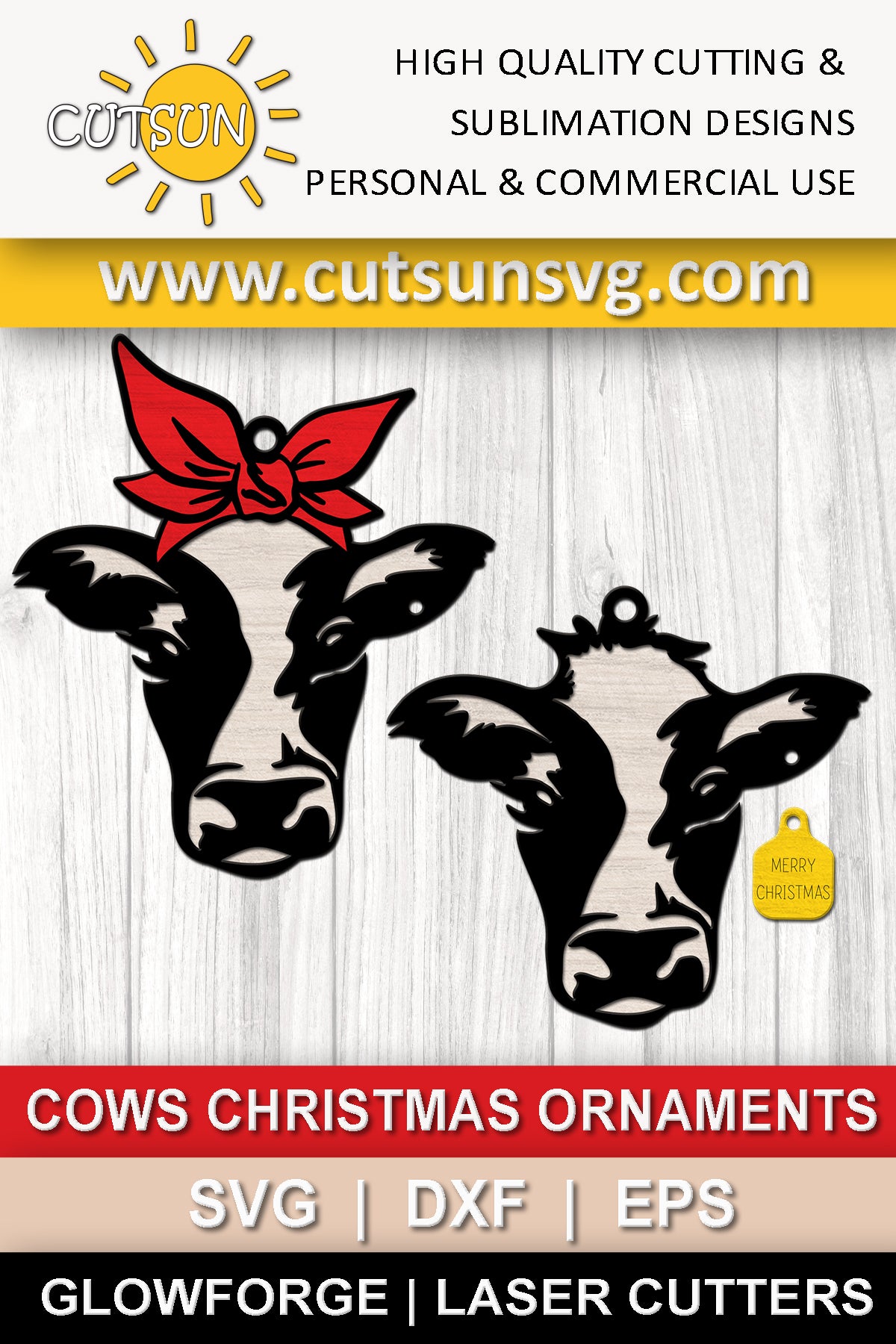 Cow Christmas ornaments SVG bundle