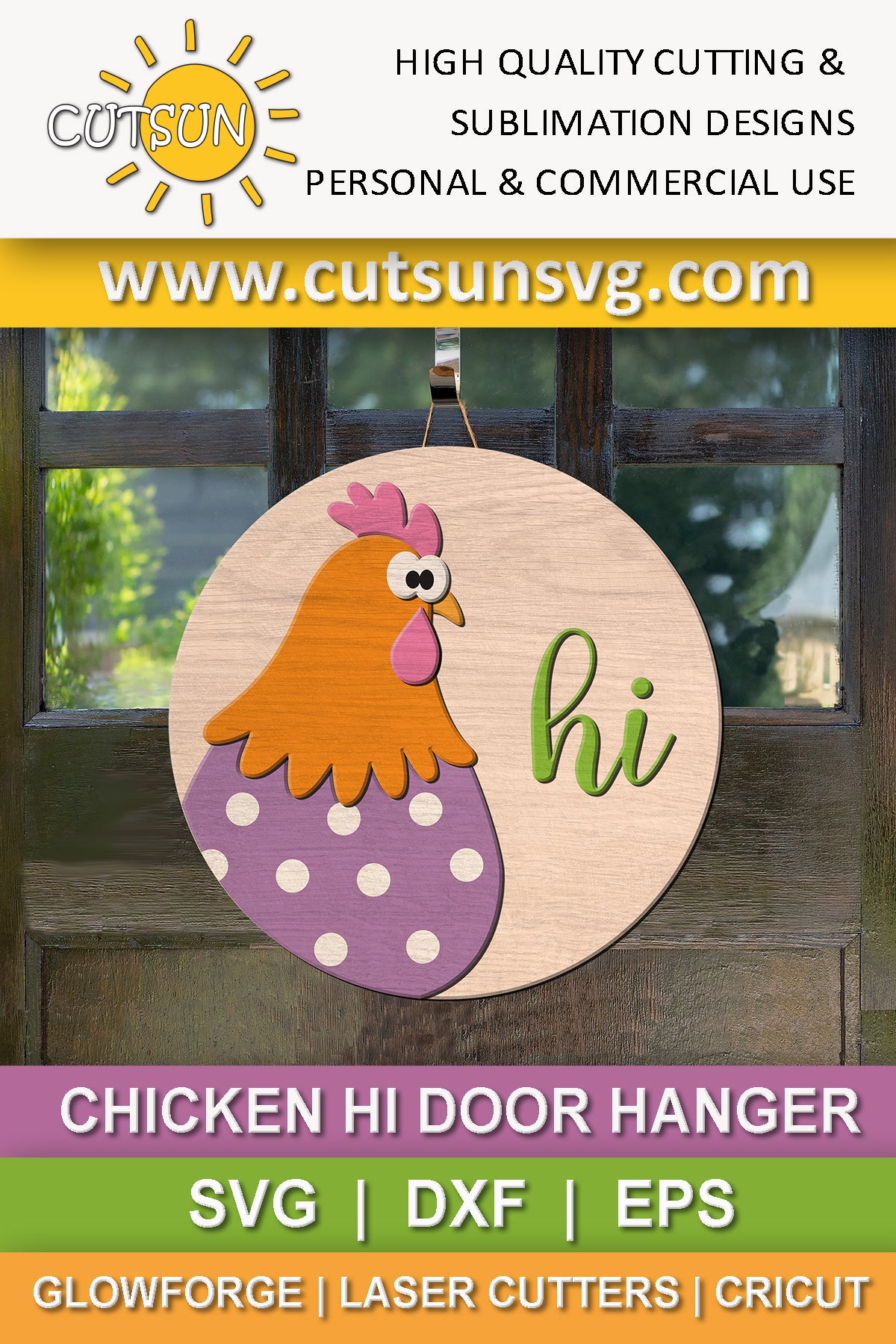 Chicken hi door hanger SVG