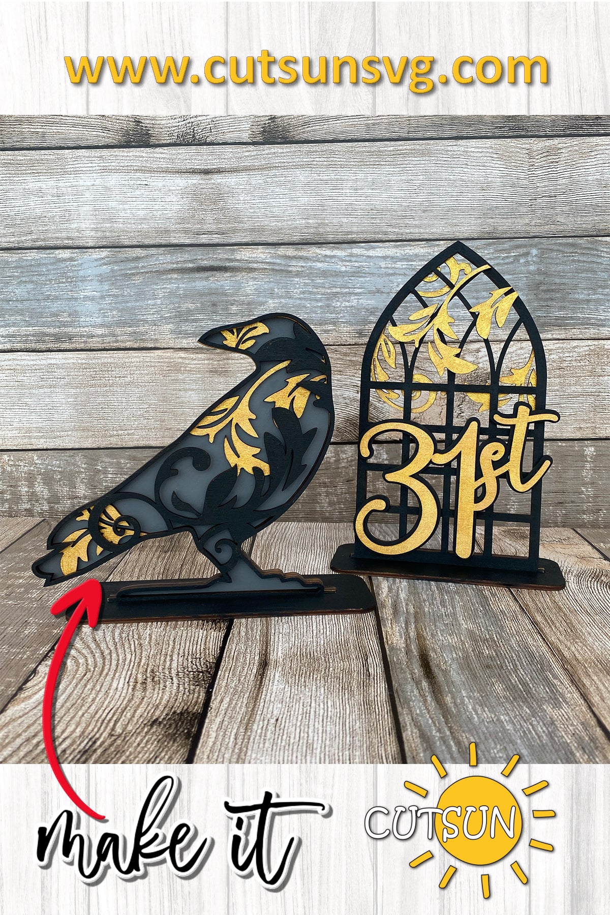 Crow and Window Halloween Decor SVG | Gothic decor svg Laser cut file Halloween svg