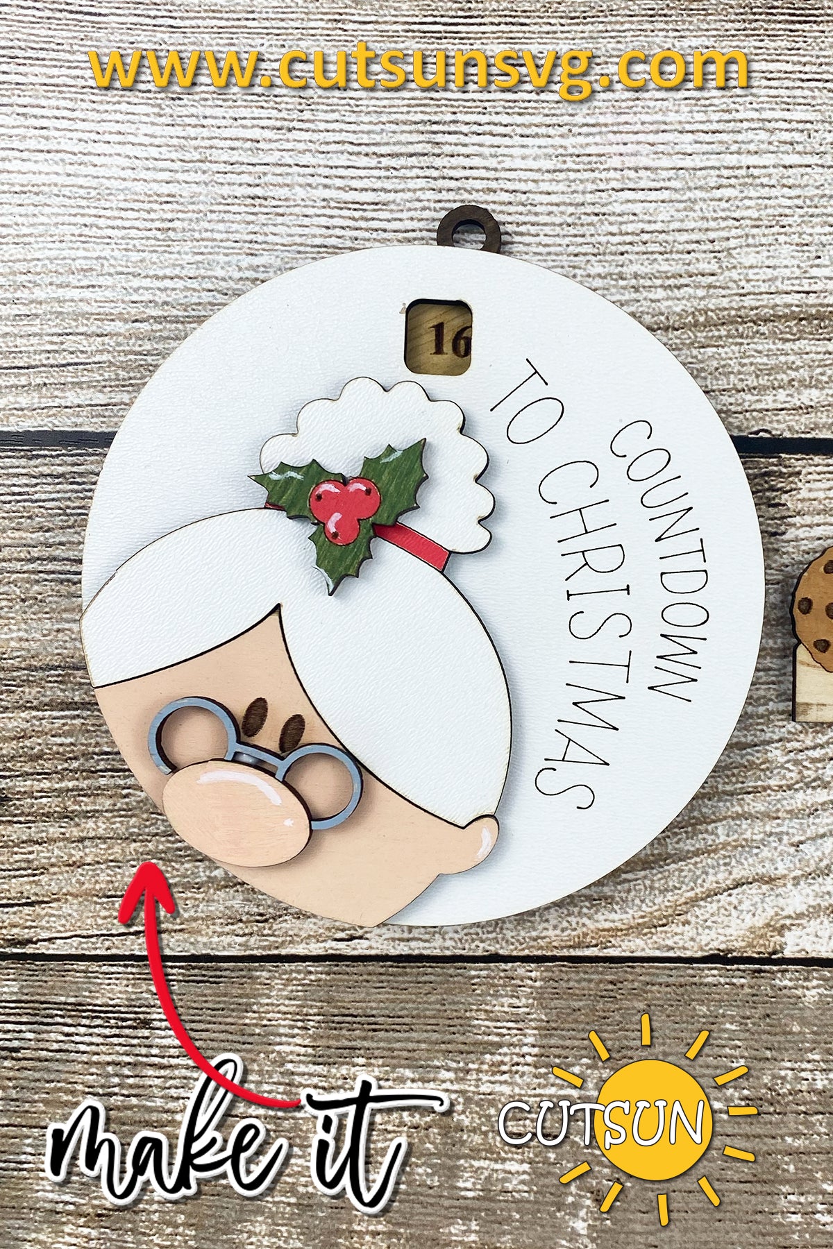 Christmas Countdown Ornament SVG | Mrs. Santa Days Until Christmas Sign | Laser Cut File Countdown to Christmas SVG