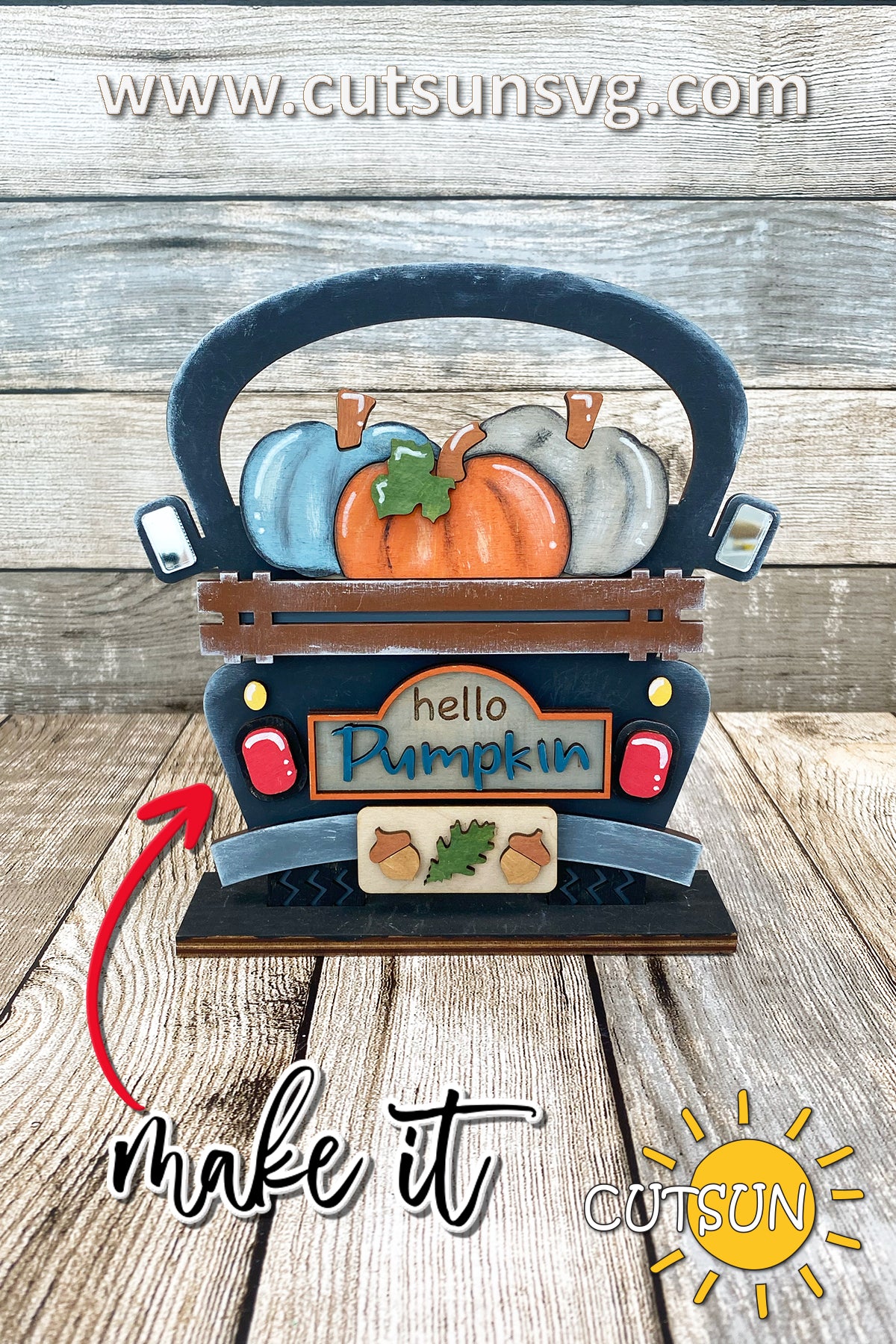 Hello Pumpkin SVG Add-on for Interchangeable Farmhouse Truck / Garden Wheelbarrow SVG Fall svg Laser cut file Glowforge svg