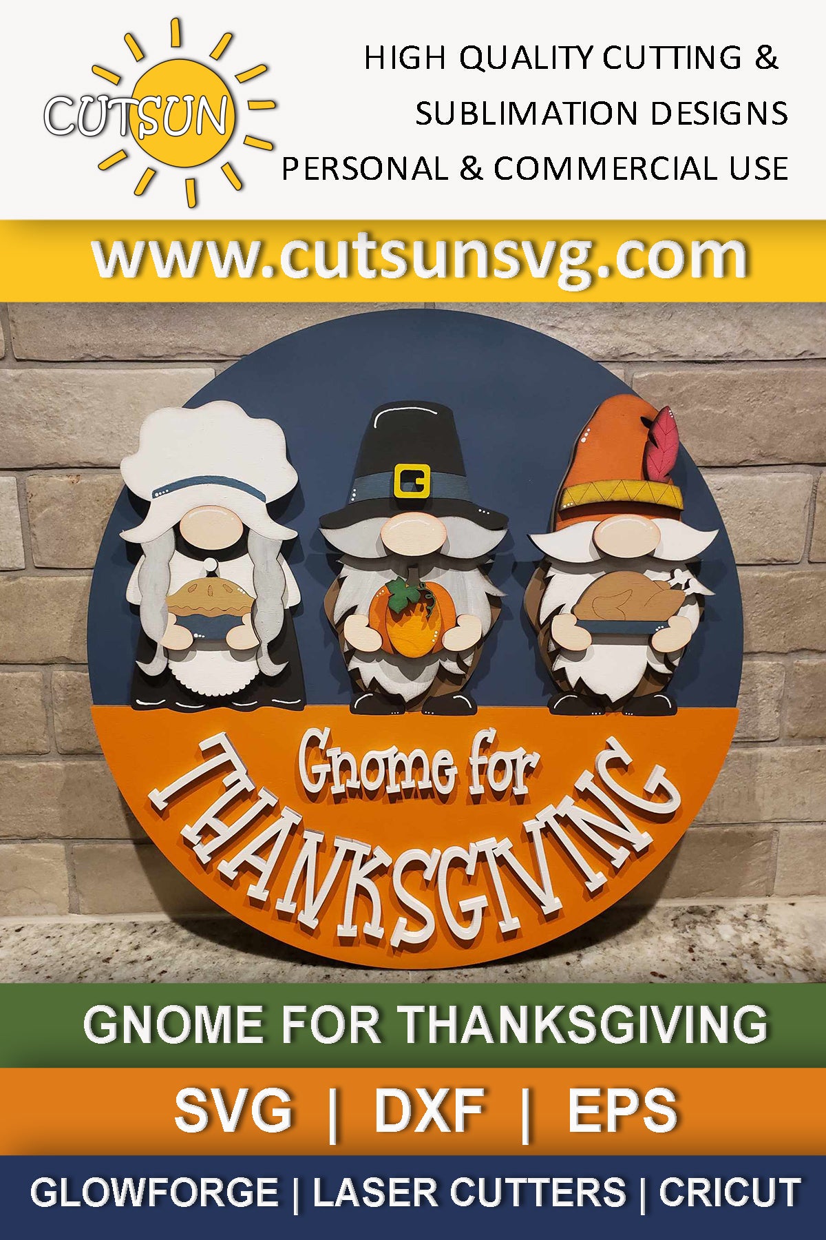 Gnome for Thanksgiving door hanger SVG