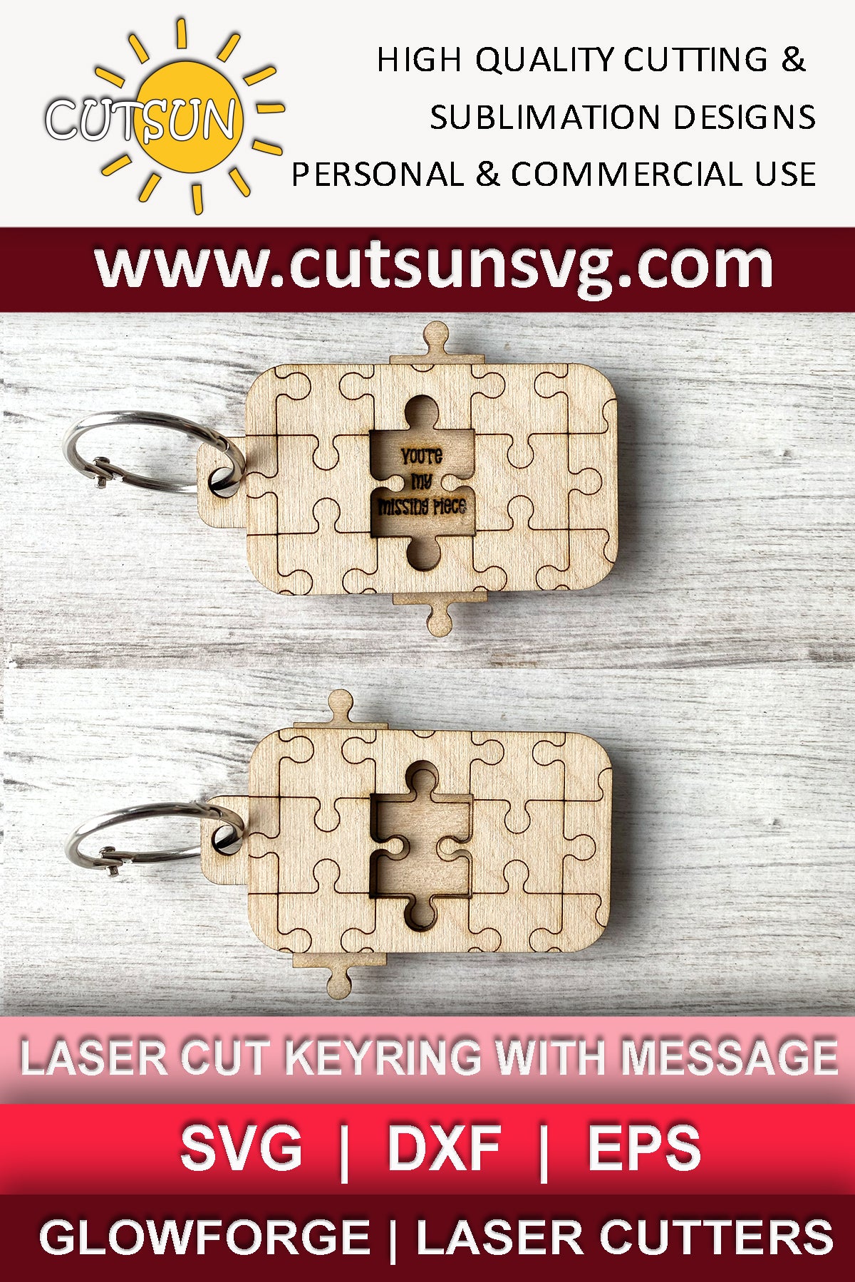 Puzzle Keychain SVG cut file