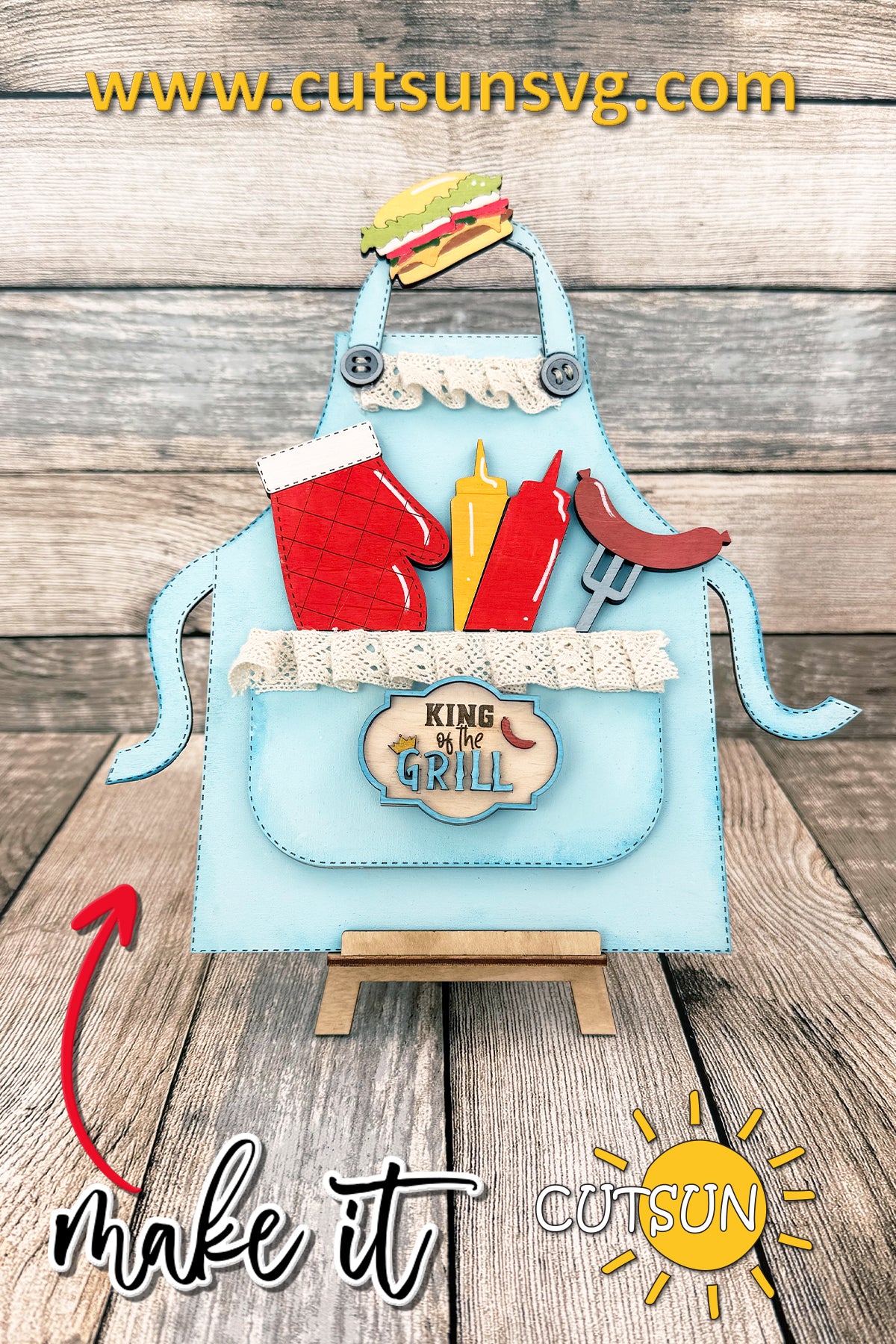King of the Grill Add-On for Interchangeable Apron SVG Laser Cut File