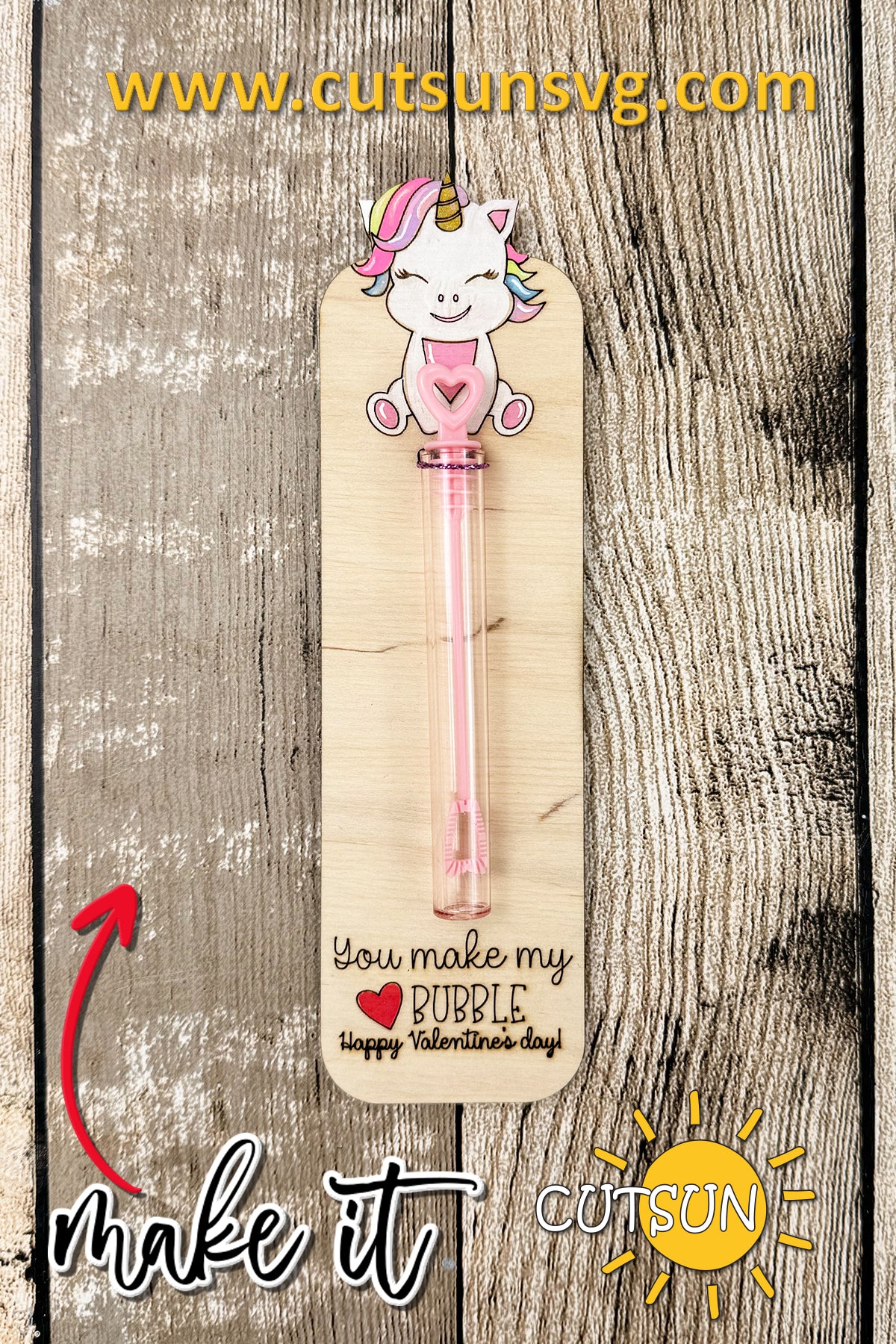 Valentine Bubble Blower Cards SVG | Kids Valentine Card Laser Cut File | Unicorn Classroom Valentine SVG | Valentine Gift for Kids