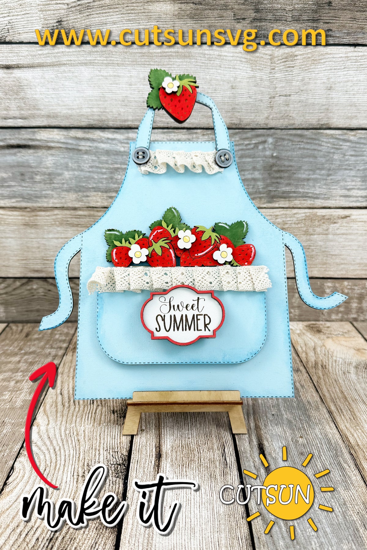 Sweet Summer Add-On for Interchangeable Apron shelf sitter SVG Laser Cut File