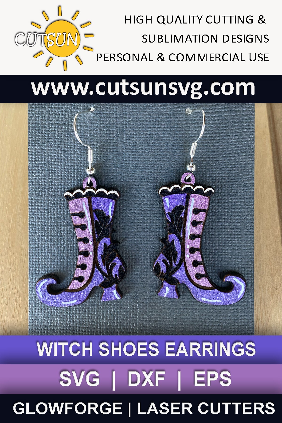 Witch's shoes earrings svg