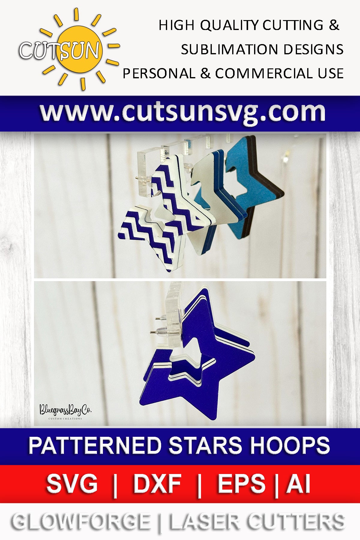 Star Hoop Earrings SVG Bundle | Laser Cut Jewelry SVG Files | Laser cut earrings svg