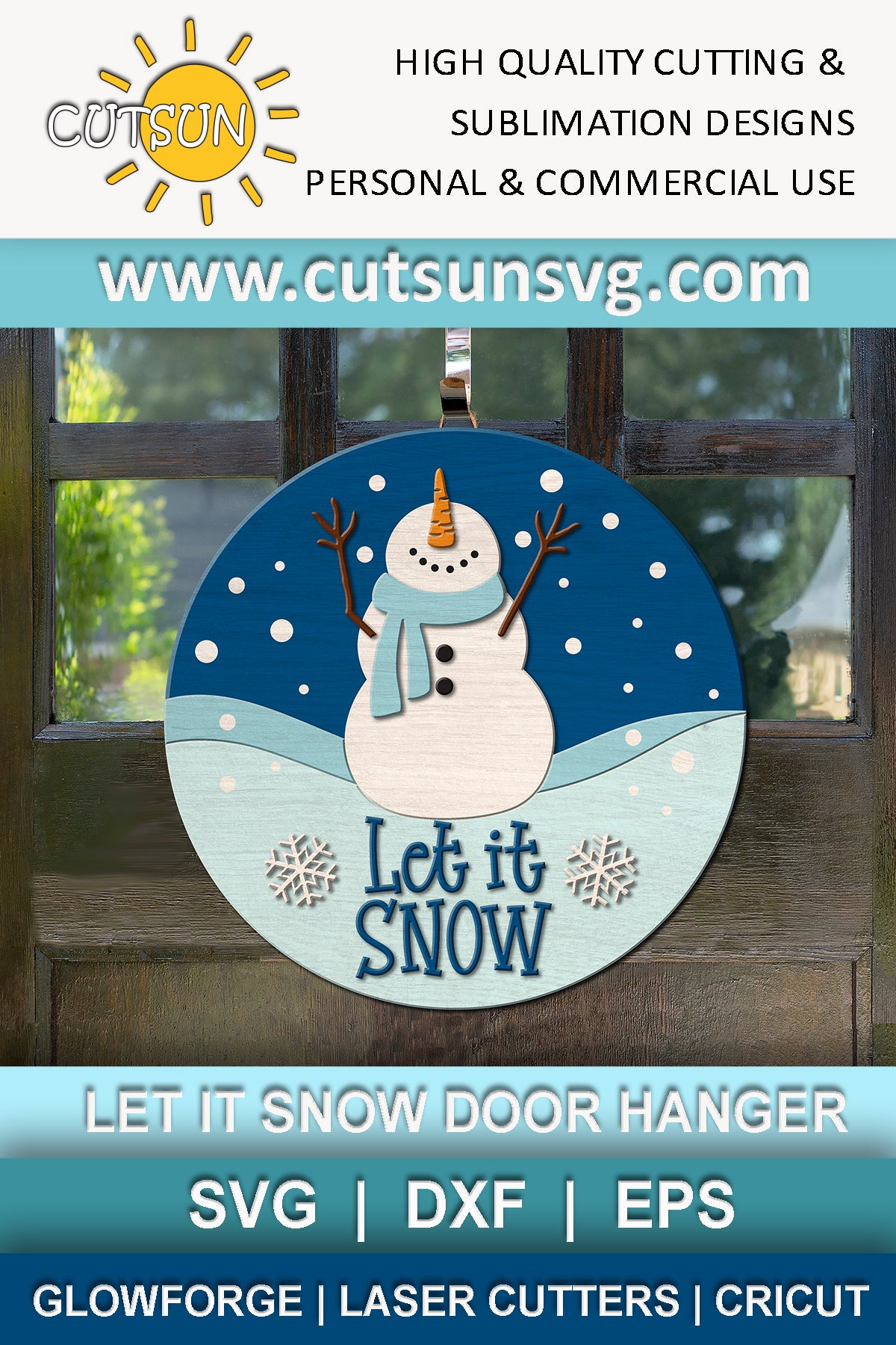 Snowman door hanger SVG cut file