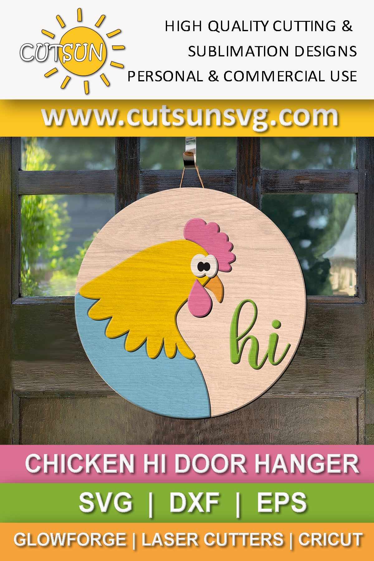 Chicken door hanger SVG | Chicken hi door hanger SVG
