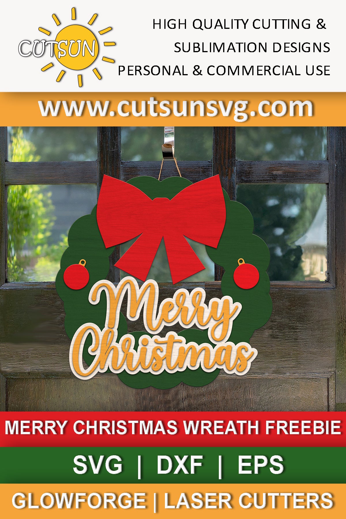 Christmas wreath door hanger SVG