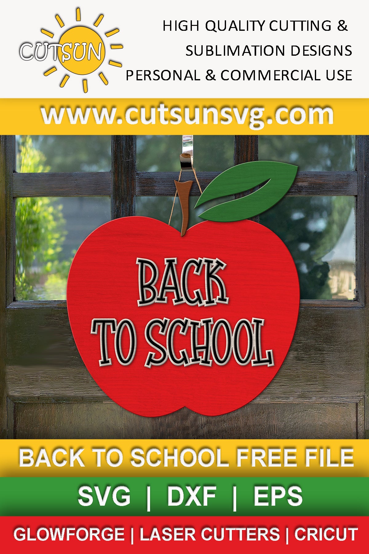 Back to school door hanger SVG | Back to school Apple door sign SVG FREEBIE