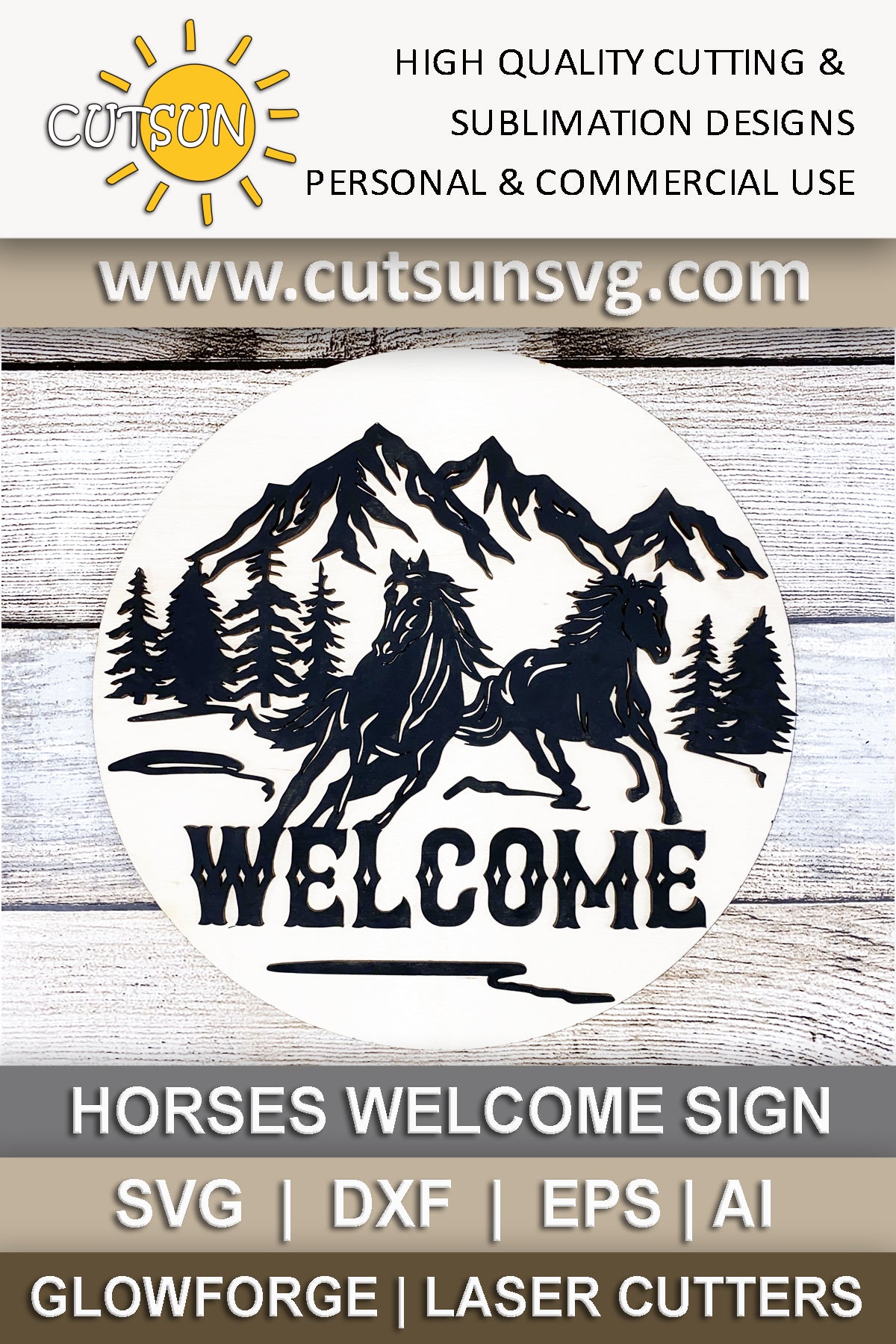 Running horses door hanger SVG Wild horses welcome sign SVG Farmhouse door hanger svg Glowforge SVG Laser cut file Cricut svg Silhouette svg