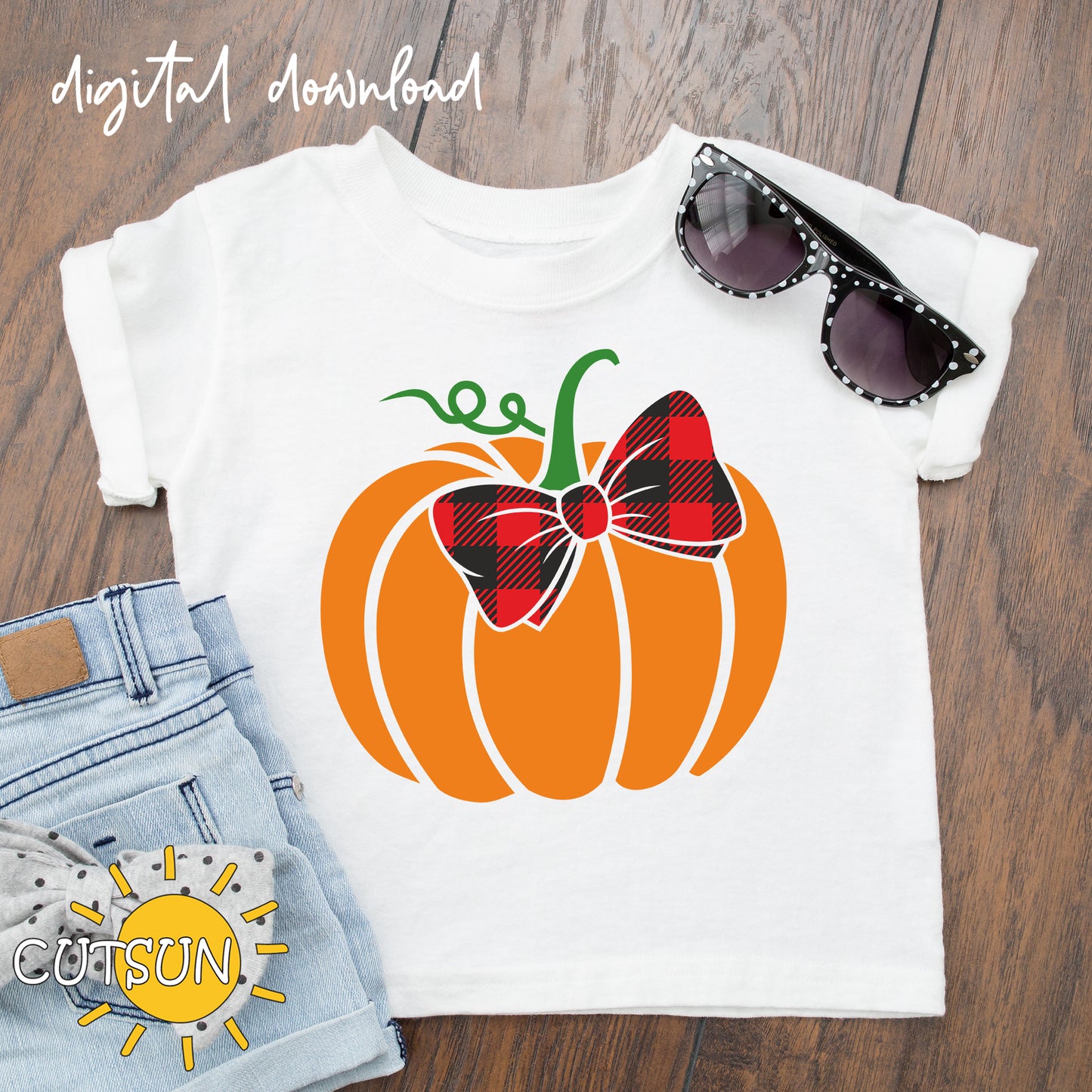 Pumpkin with a Plaid Bow SVG | Pumpkin SVG