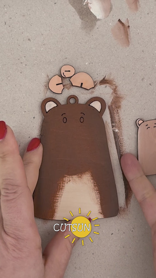 Bear Family Ornament SVG – Layered Laser Cut File for Christmas and Woodland Decor