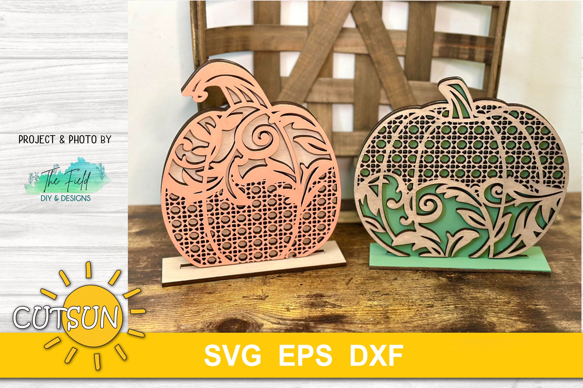 Vintage patterned standing pumpkins SVG bundle