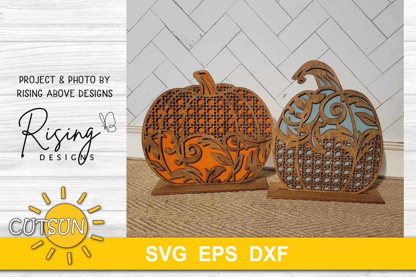 Vintage patterned standing pumpkins SVG bundle