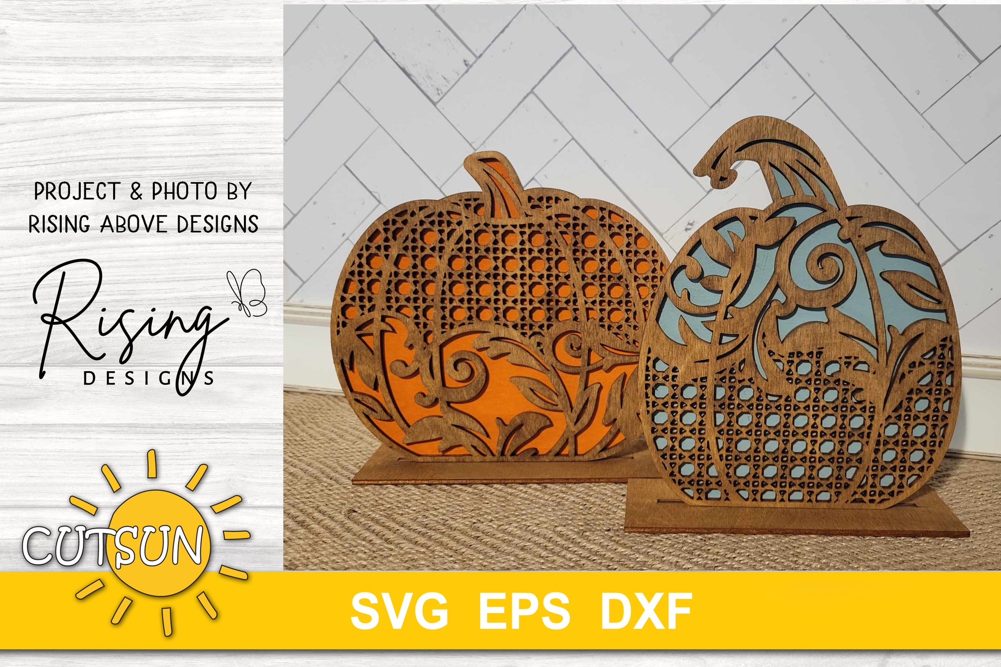 Vintage patterned standing pumpkins SVG bundle