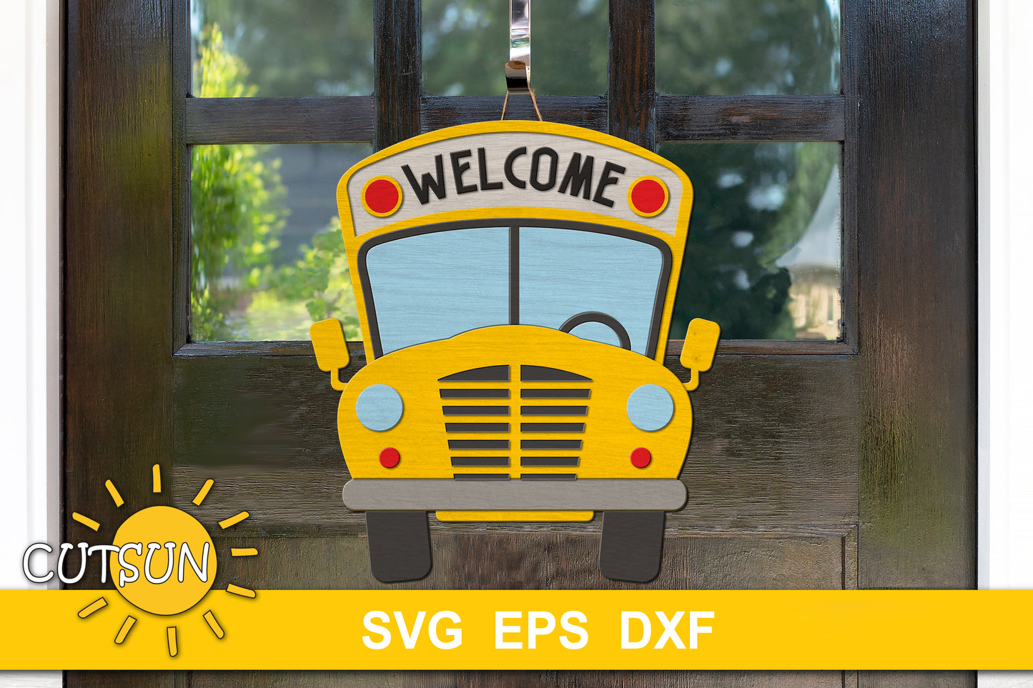 School bus door hanger SVG