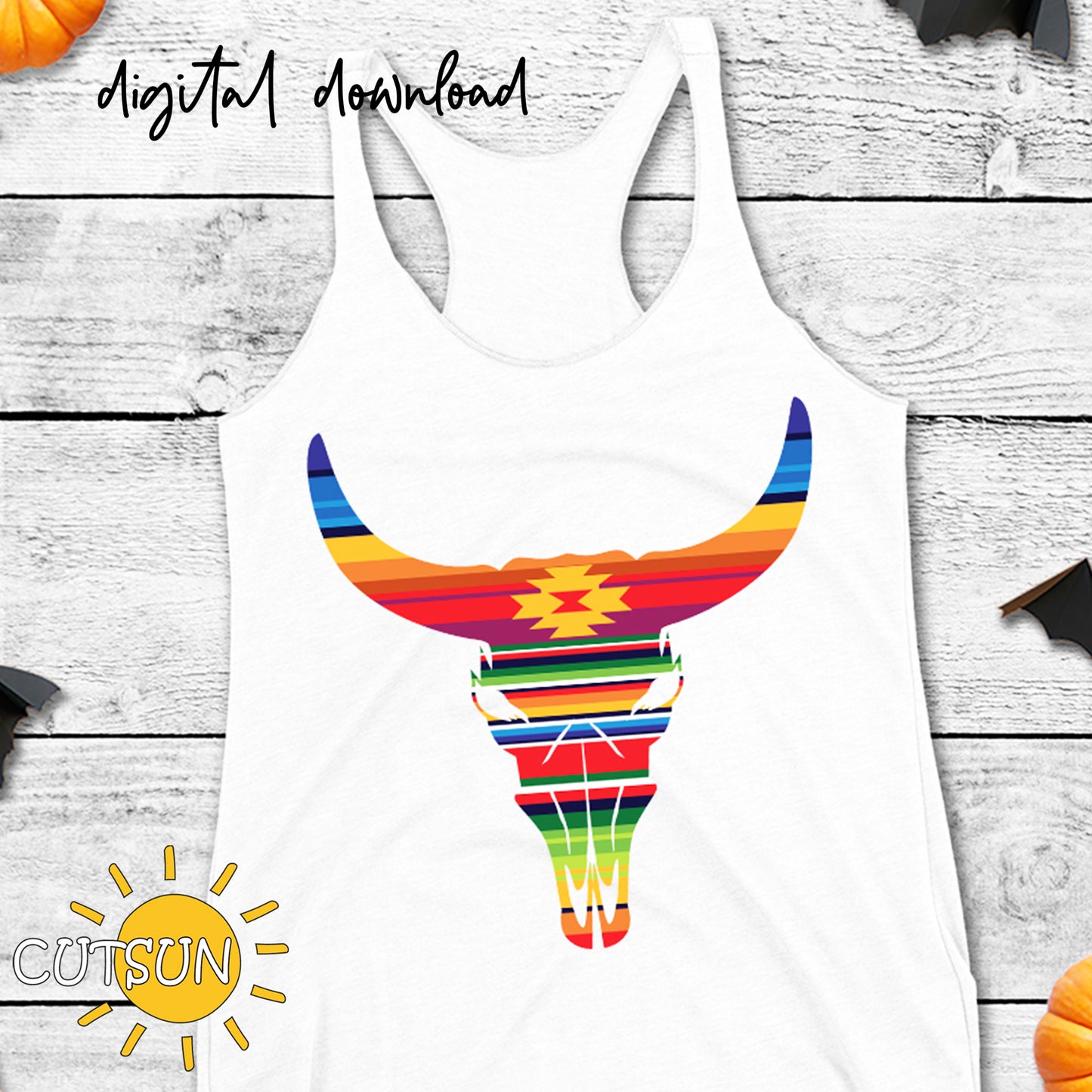 Serape Cow Skull SVG