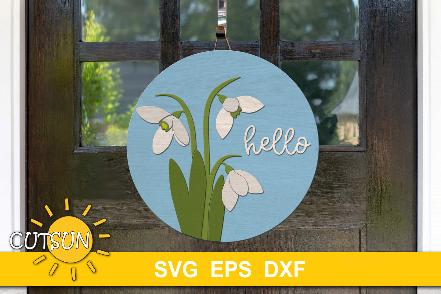 Spring welcome sign with three snowdrops SVG digital download