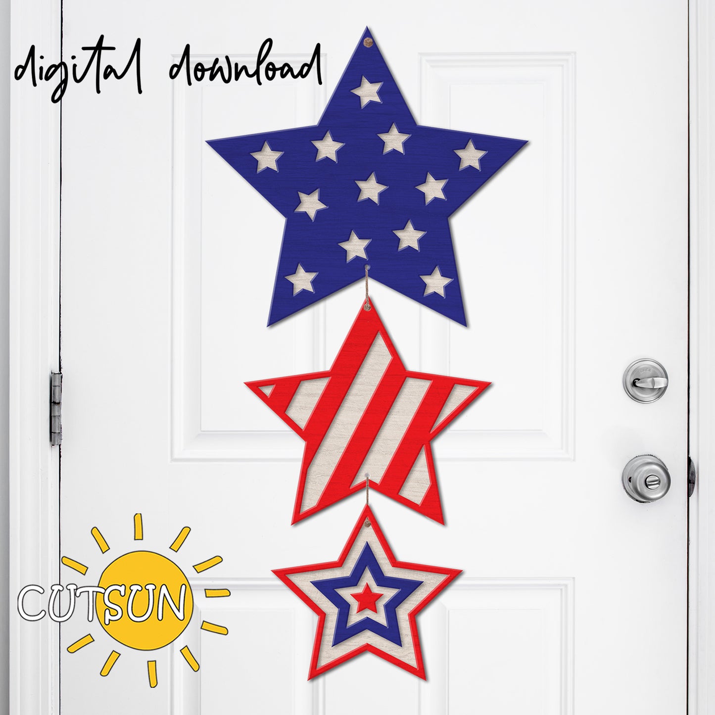 Patriotic Door hanger SVG | Stars door hanger SVG